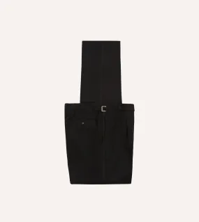 Black Barathea Wool Single Pleat Dinner Trousers Sporty Layers Trendy Style