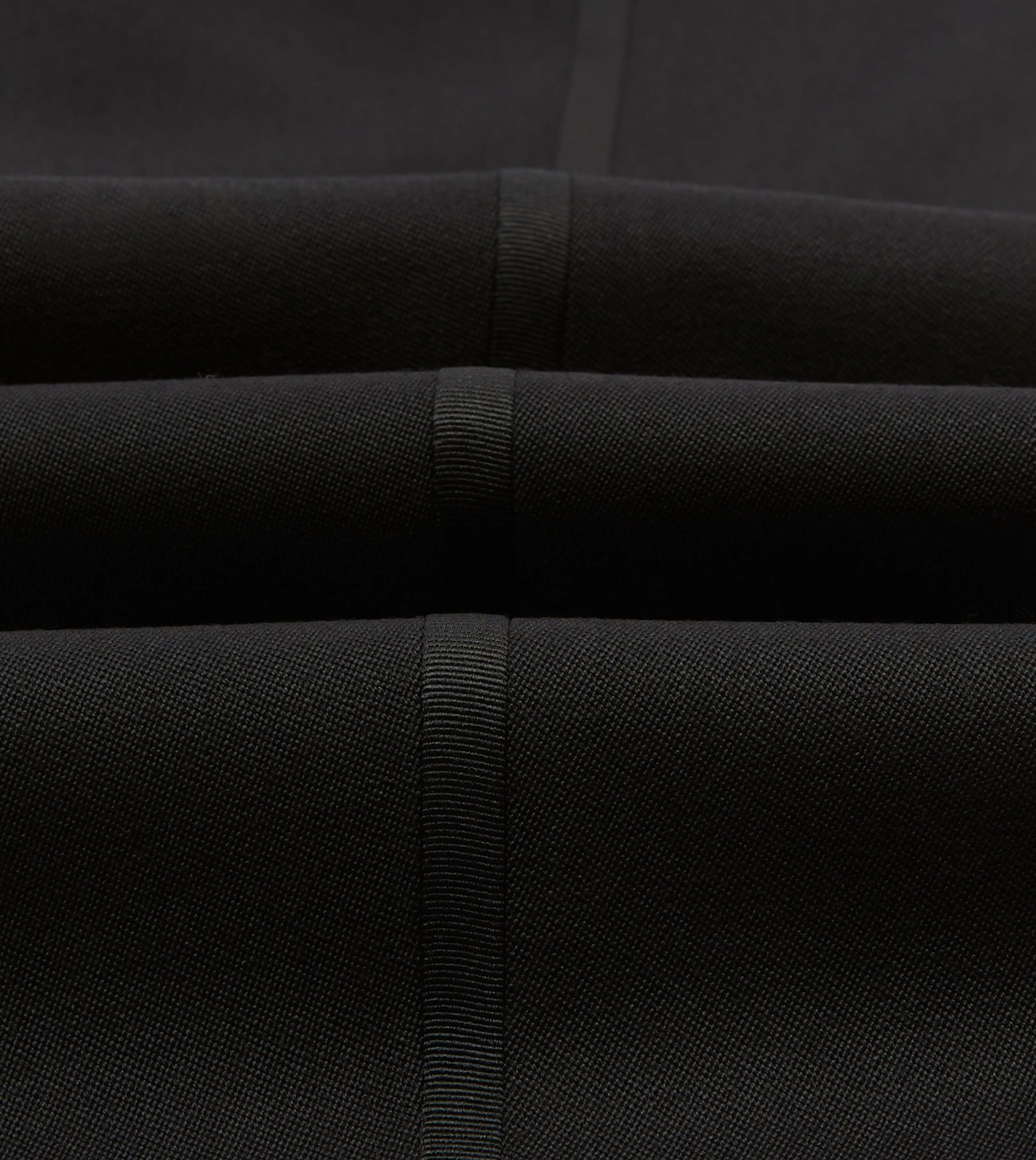 Black Barathea Wool Single Pleat Dinner Trousers Weather resistant Utility Style
