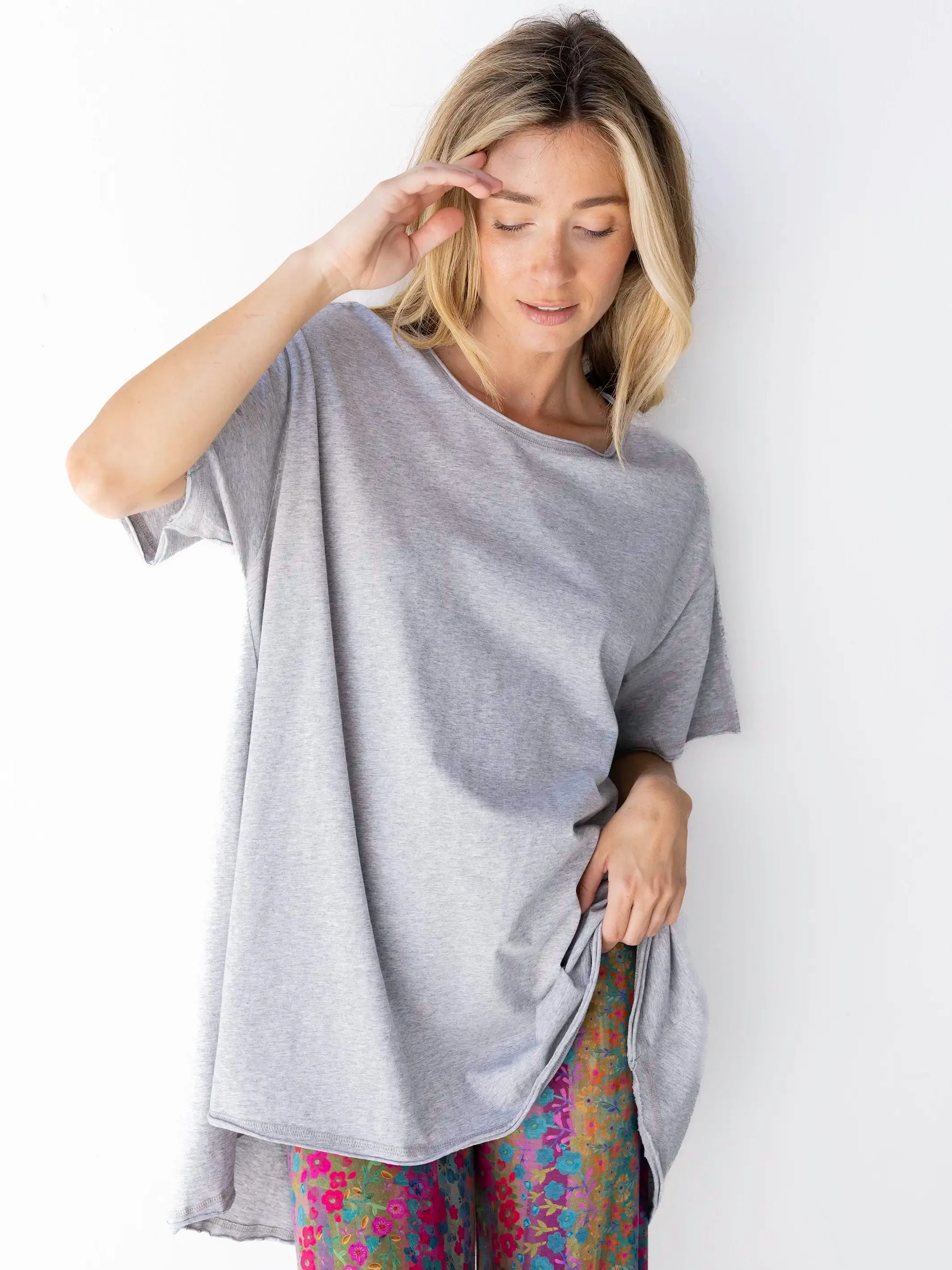Blake Oversized Cotton Tee - Heather Grey Lightweight Comfort Wear