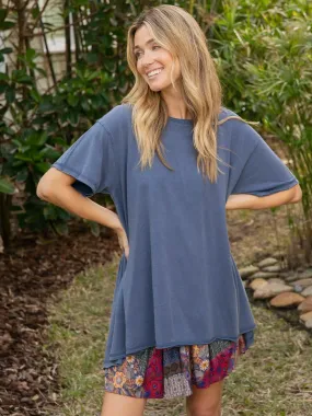 Movie Night Blake Oversized Cotton Tee - Indigo