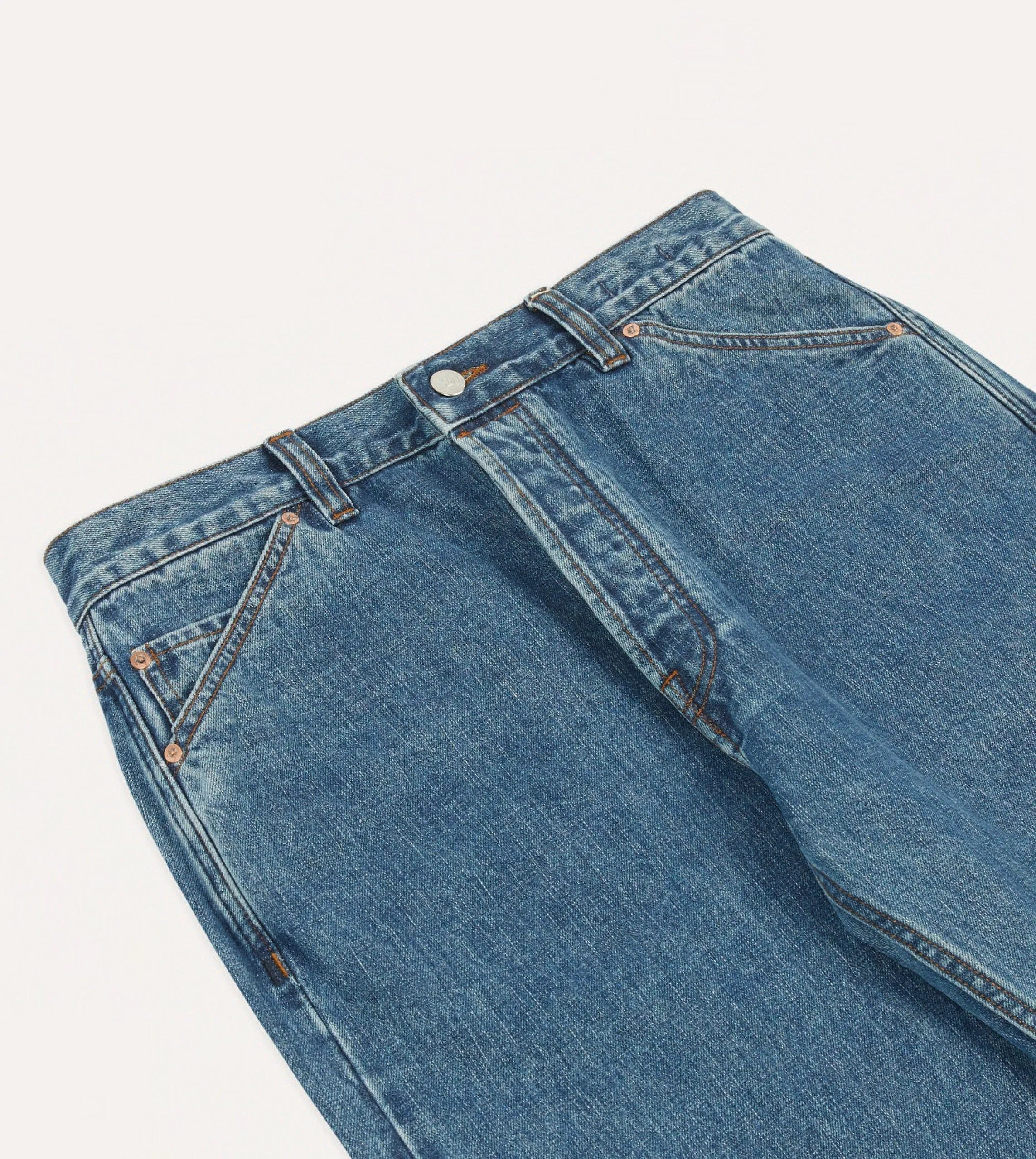 Cozy Lining Bleach Wash 14.2oz Japanese Selvedge Denim Five-Pocket Jeans