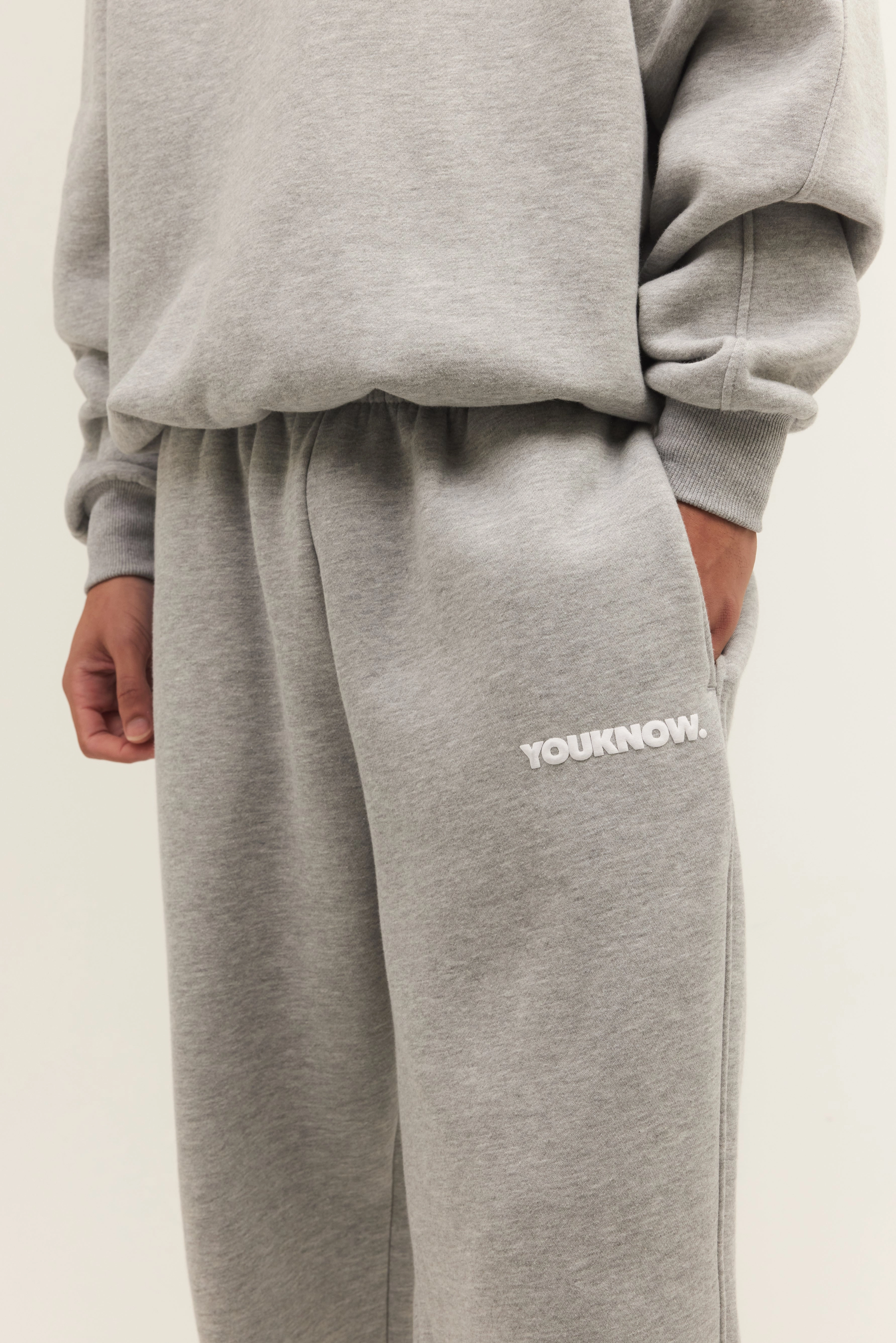 BLOCK CUFFED SWEATPANTS | Grey Soft Fabric