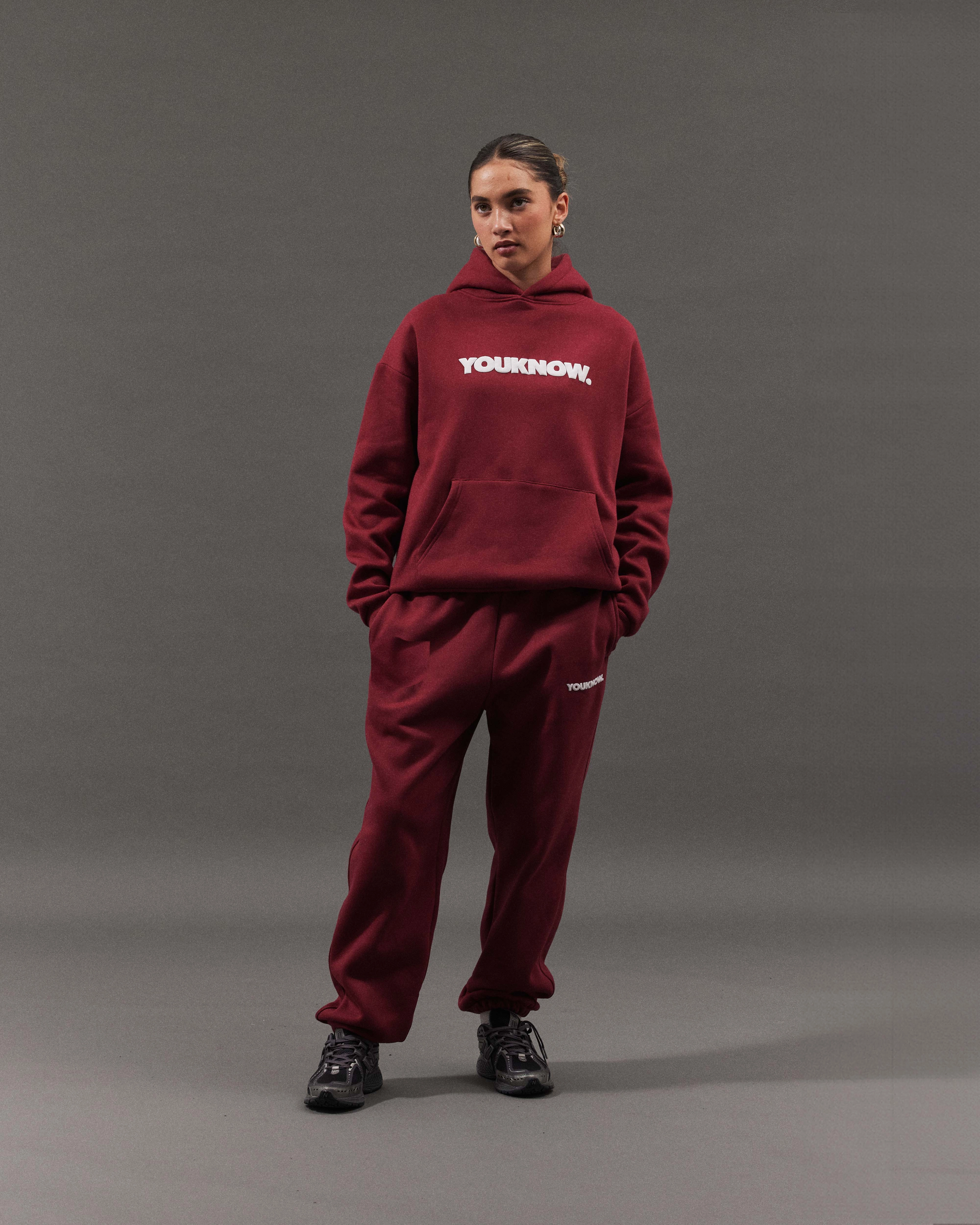 BLOCK CUFFED SWEATPANTS | Maroon Ripped design CompressionSupport