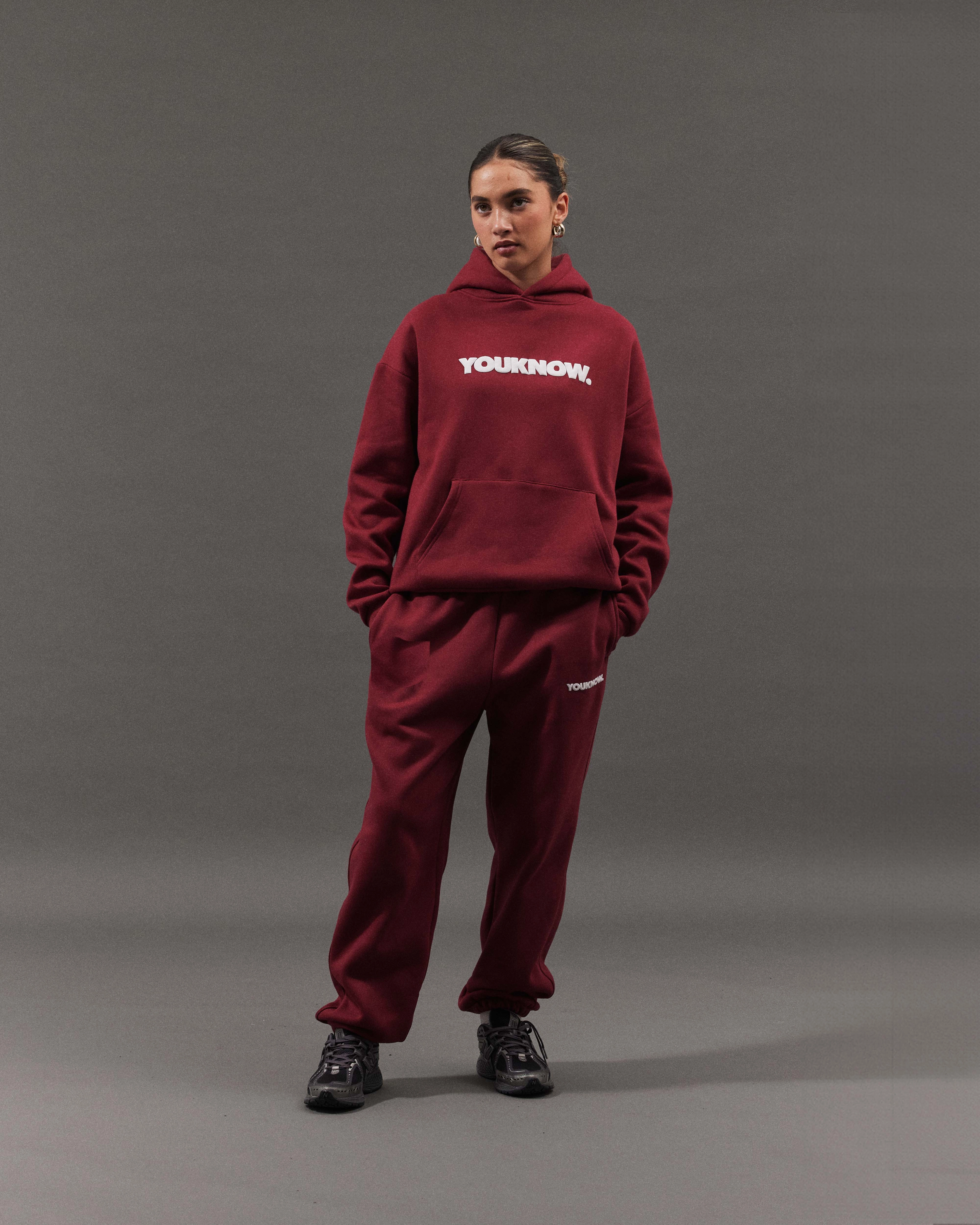 BLOCK CUFFED SWEATPANTS | Maroon Flexible Comfort Comfort Ready