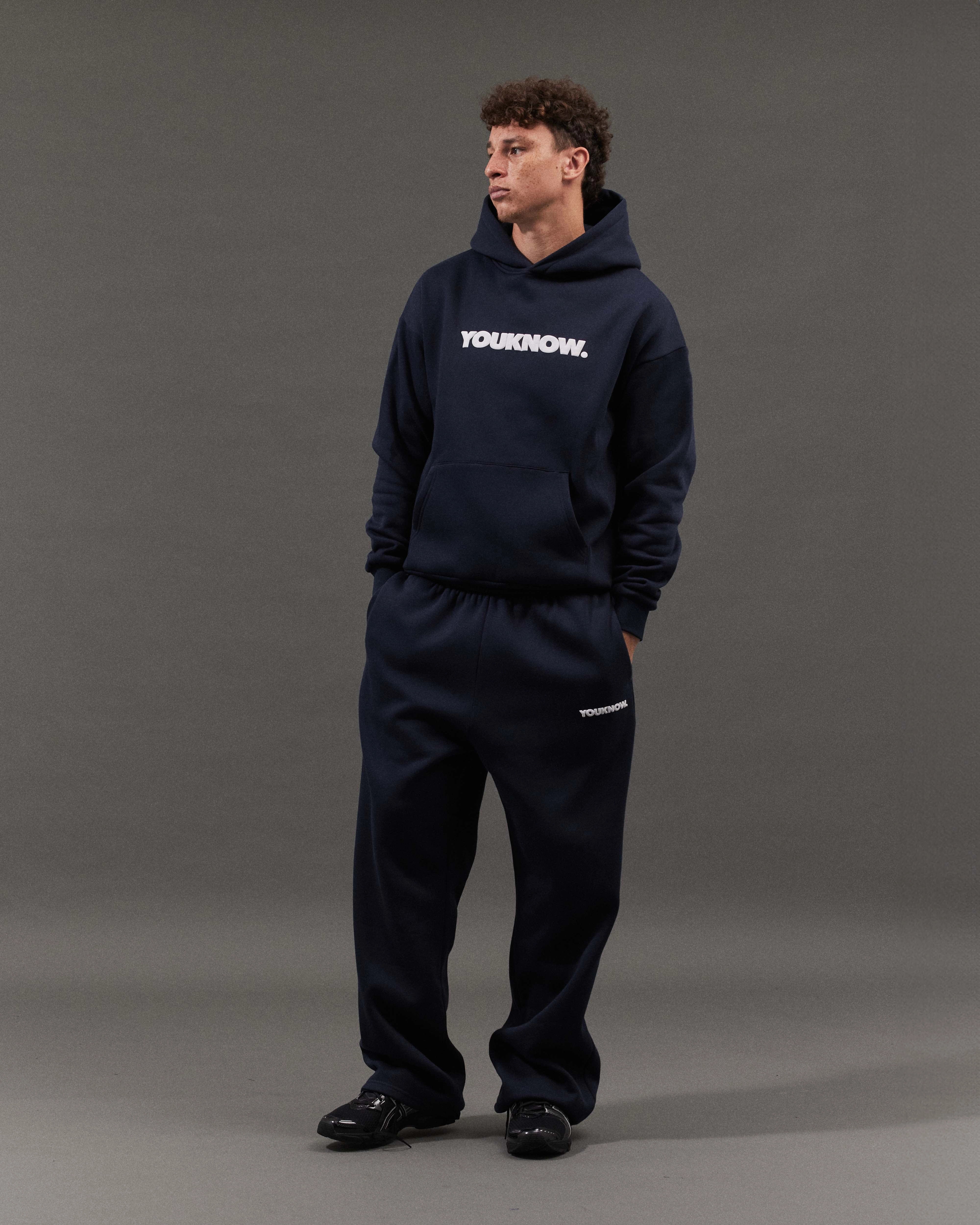 Tassel Details BLOCK HOODIE | Navy