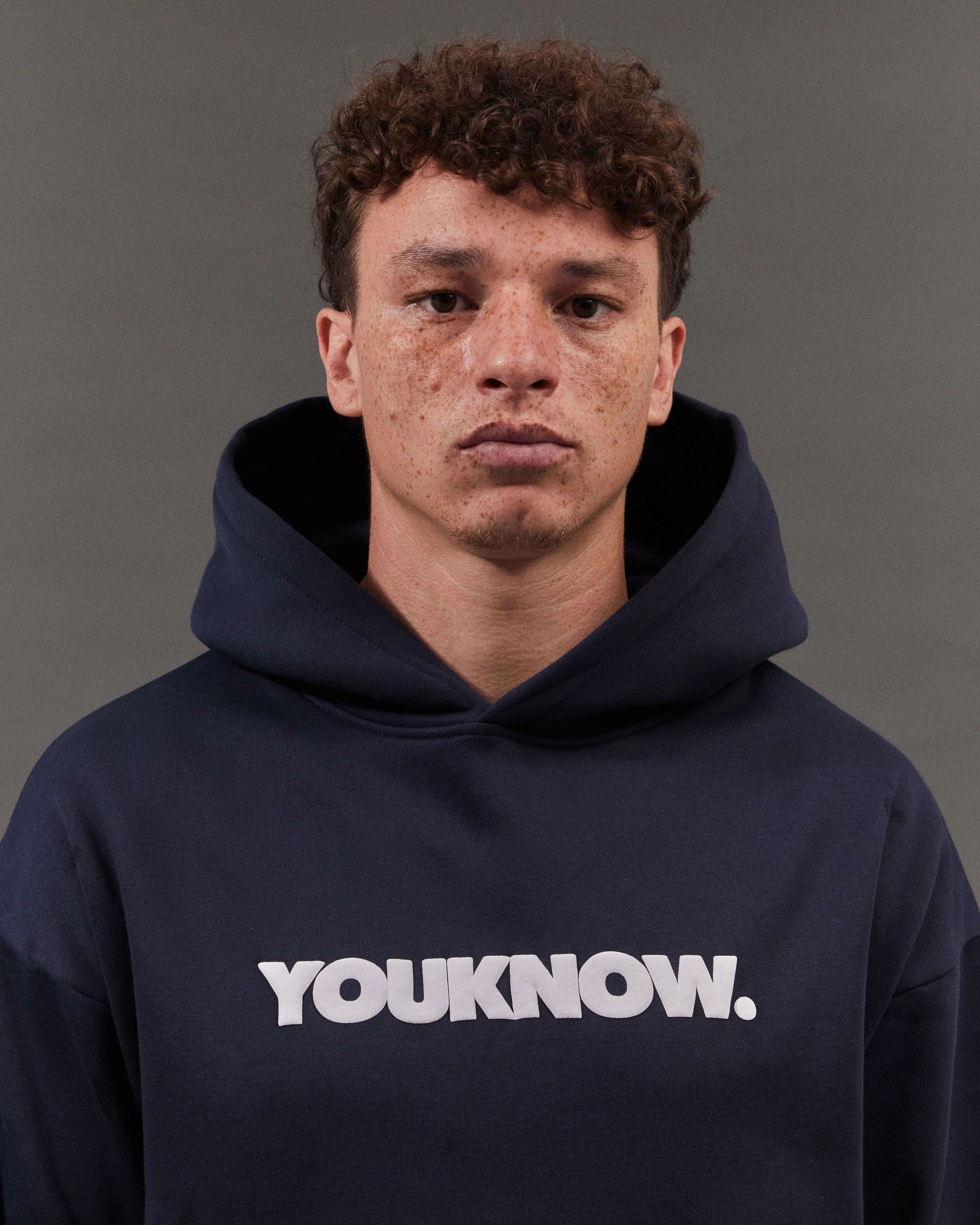 BLOCK HOODIE | Navy football attire Pastel color
