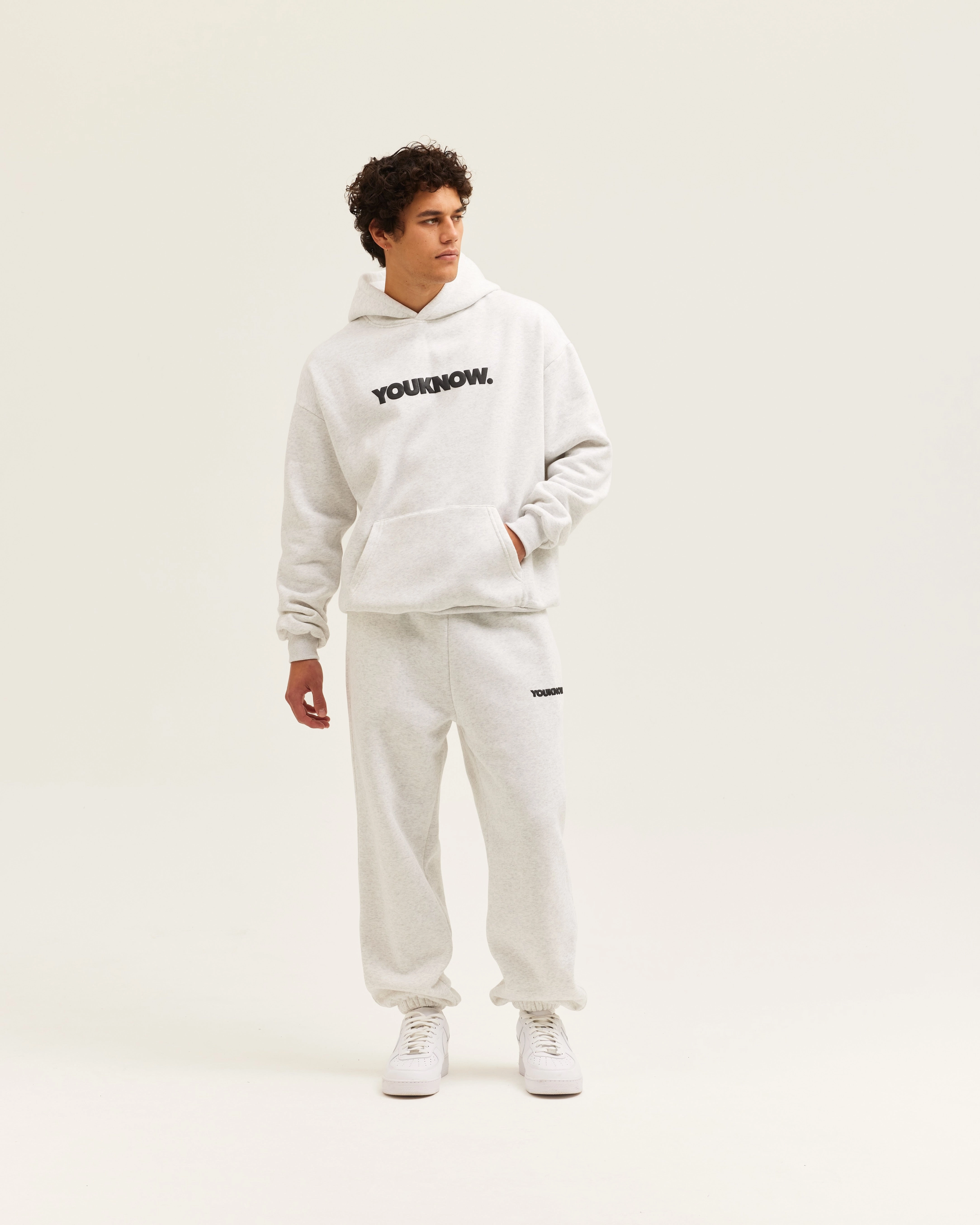 BLOCK HOODIE | White Marle Heat Reflective Coating Organic Cotton Blend