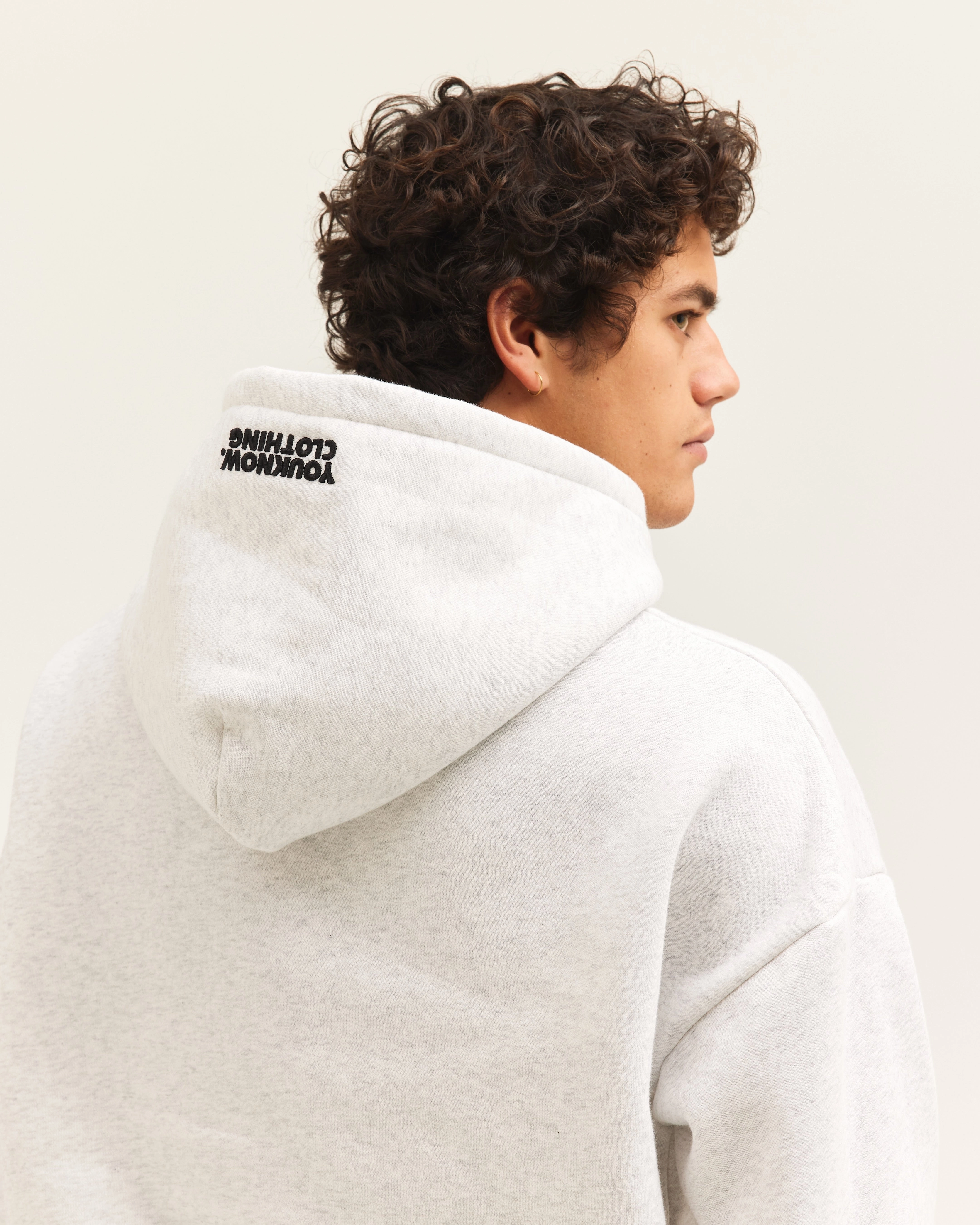 BLOCK HOODIE | White Marle Office Wear Stylish Apparel