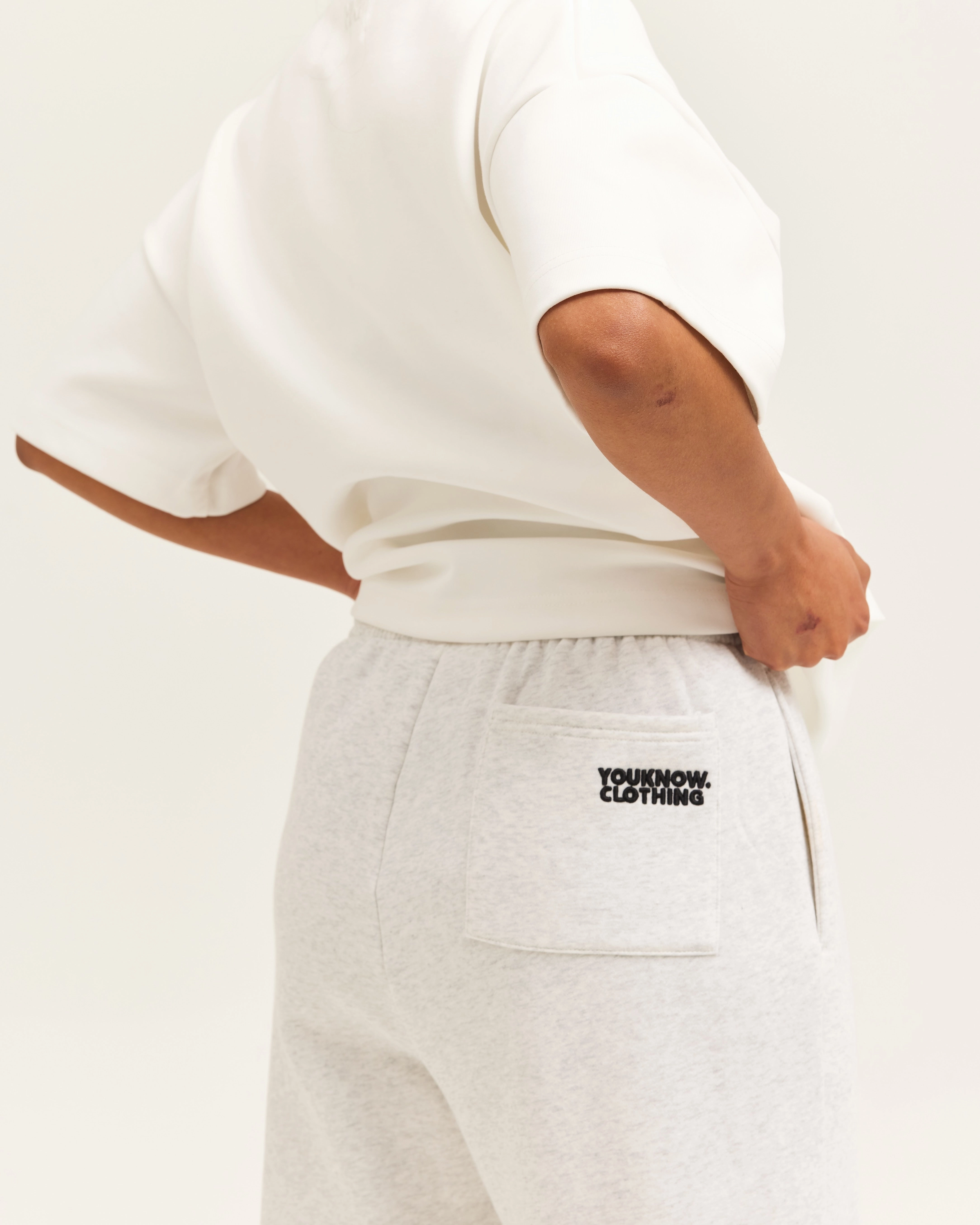BLOCK WIDE-LEG SWEATPANTS | White Marle Anti Friction Lining