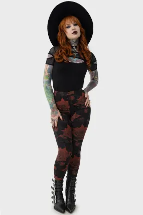 Seam Free Adjustable Drawstring Waist Blood Rose Leggings