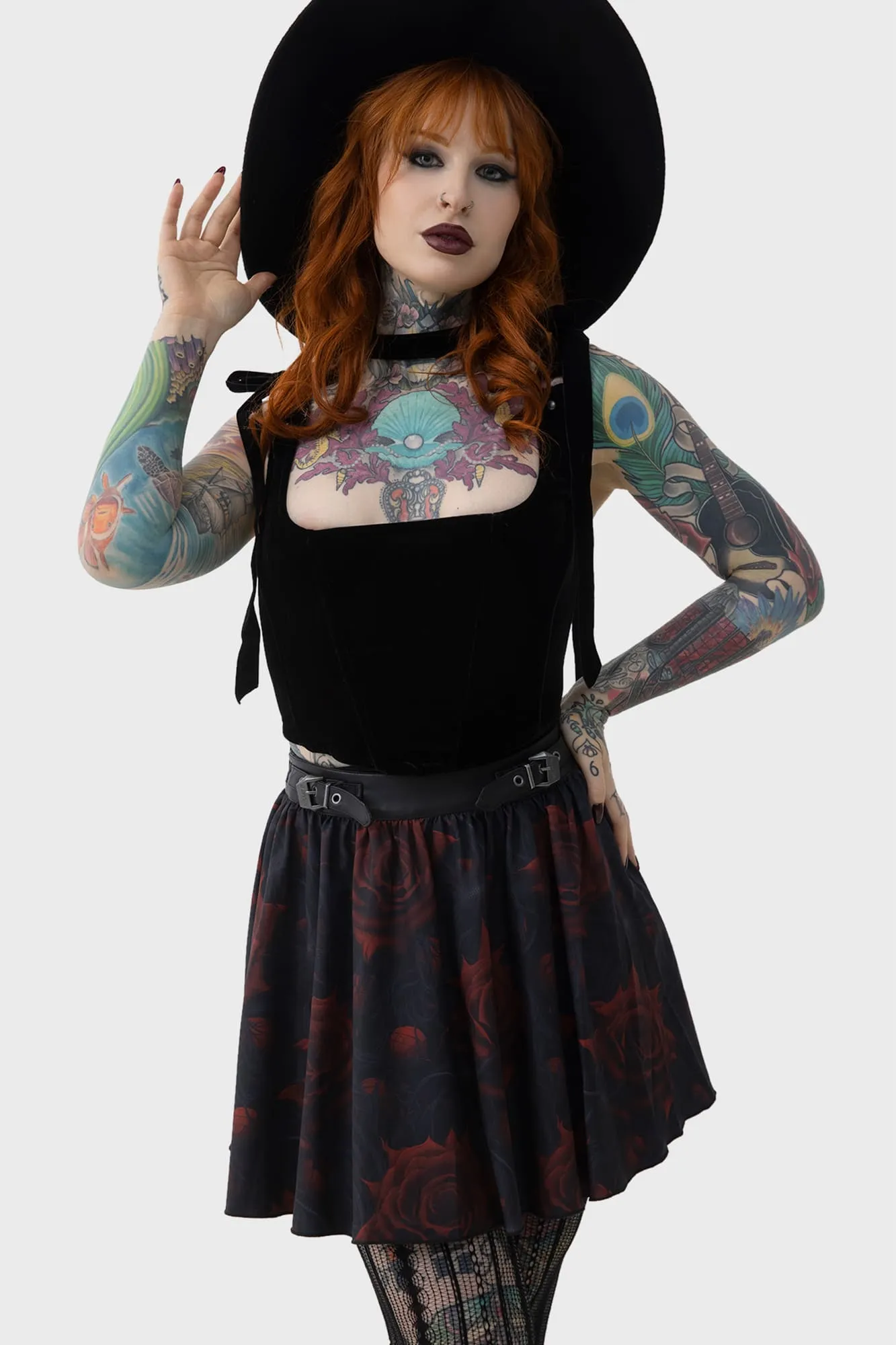 Reinforced Hems flared silhouette Blood Rose Skirt