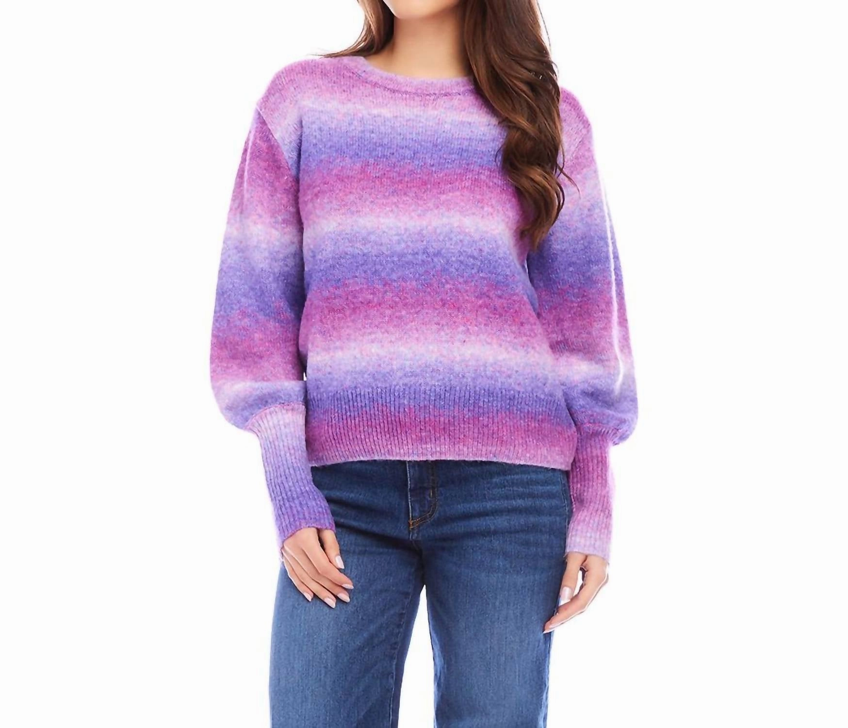 Light Knit Blouson Sleeve Sweater In Lavender