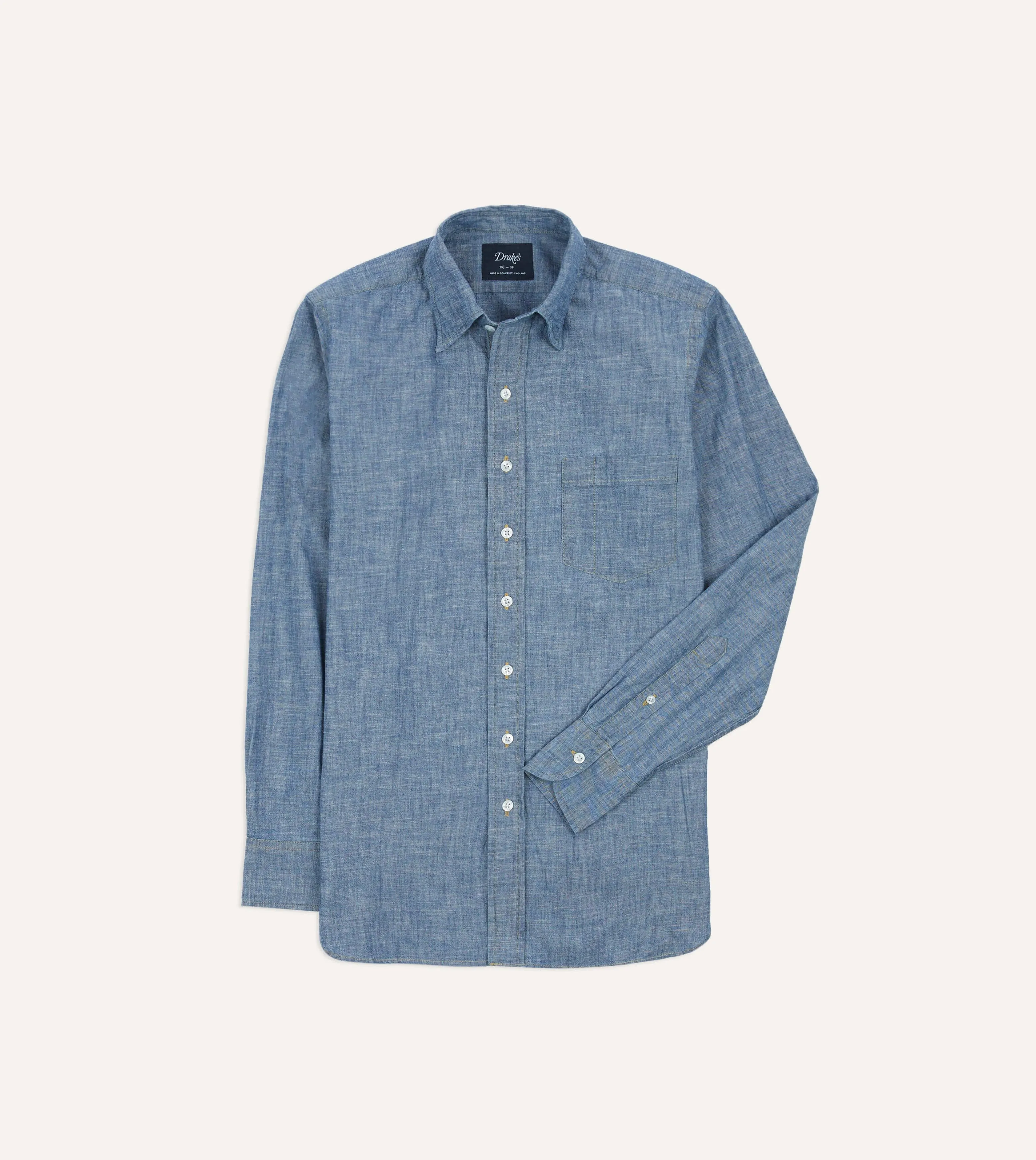 Blue Chambray Long Point Collar Shirt tailored look
