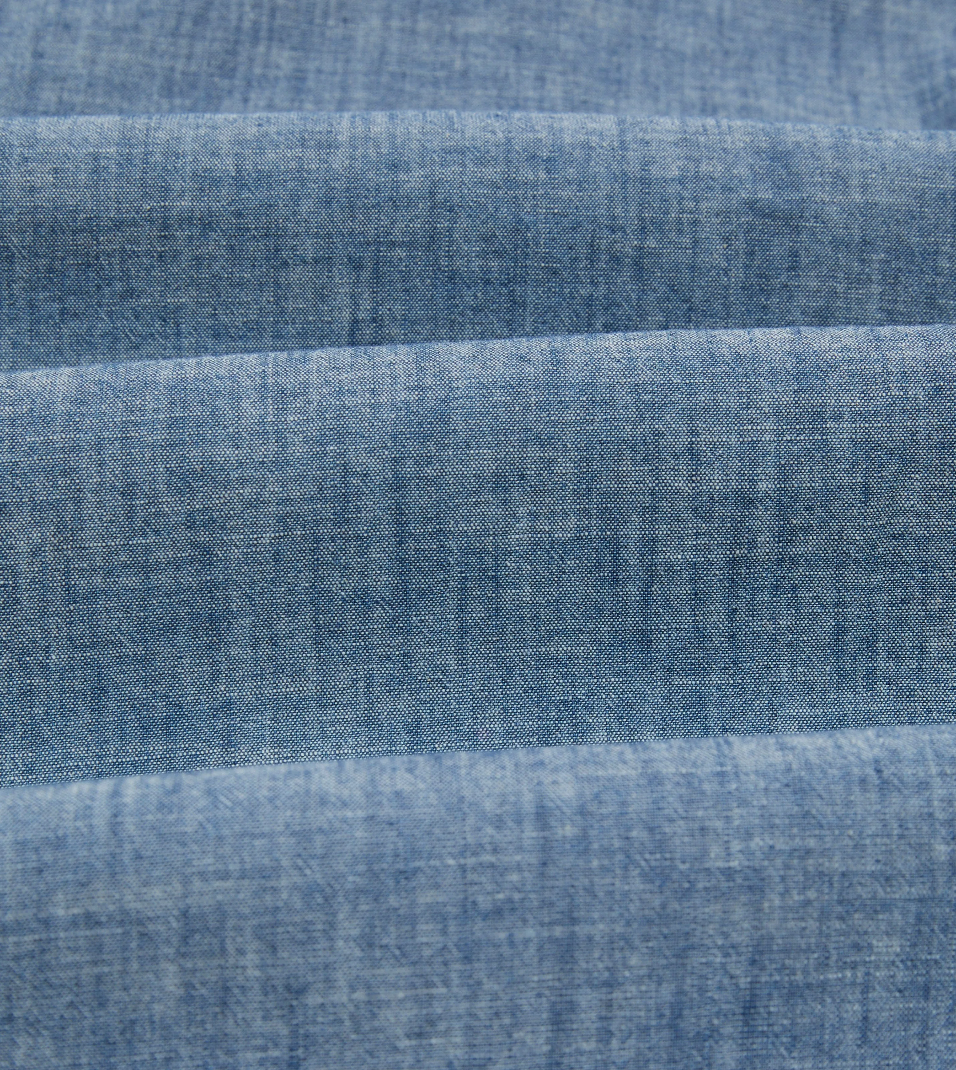 Blue Chambray Long Point Collar Shirt Night Out Stretchable Material