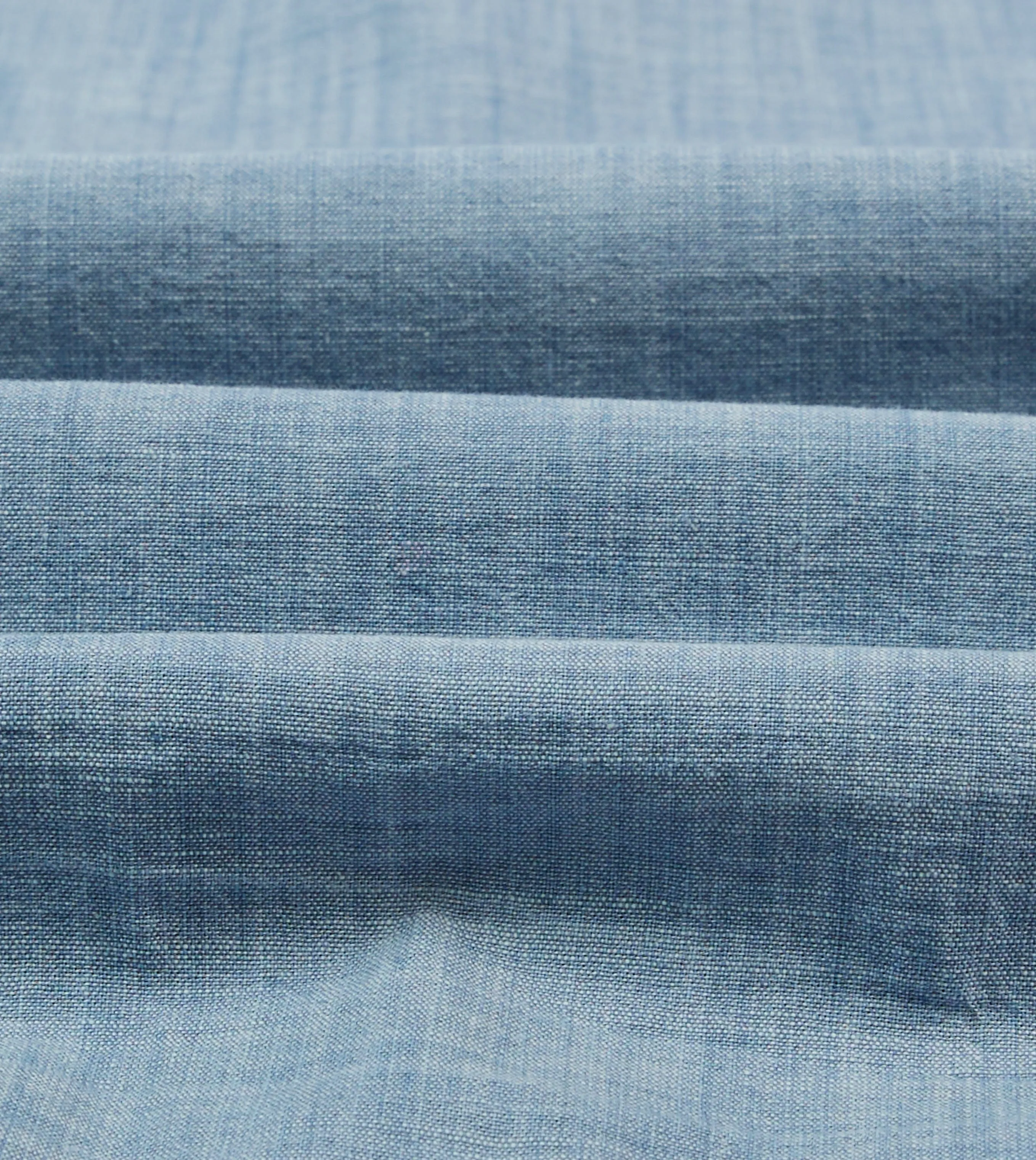Blue Chambray Short Sleeve Cuban Shirt Hidden Placket