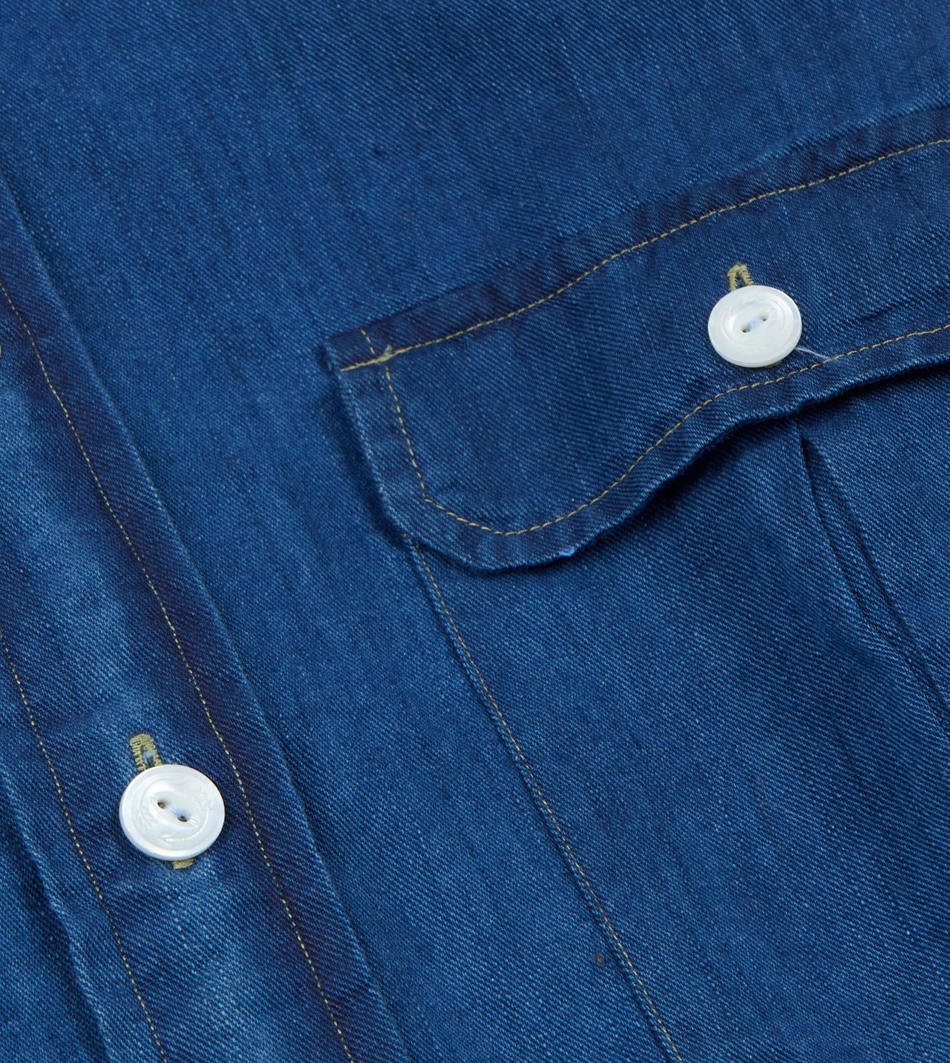 Blue Cotton Linen Two-Pocket Work Shirt Unmatched comfort