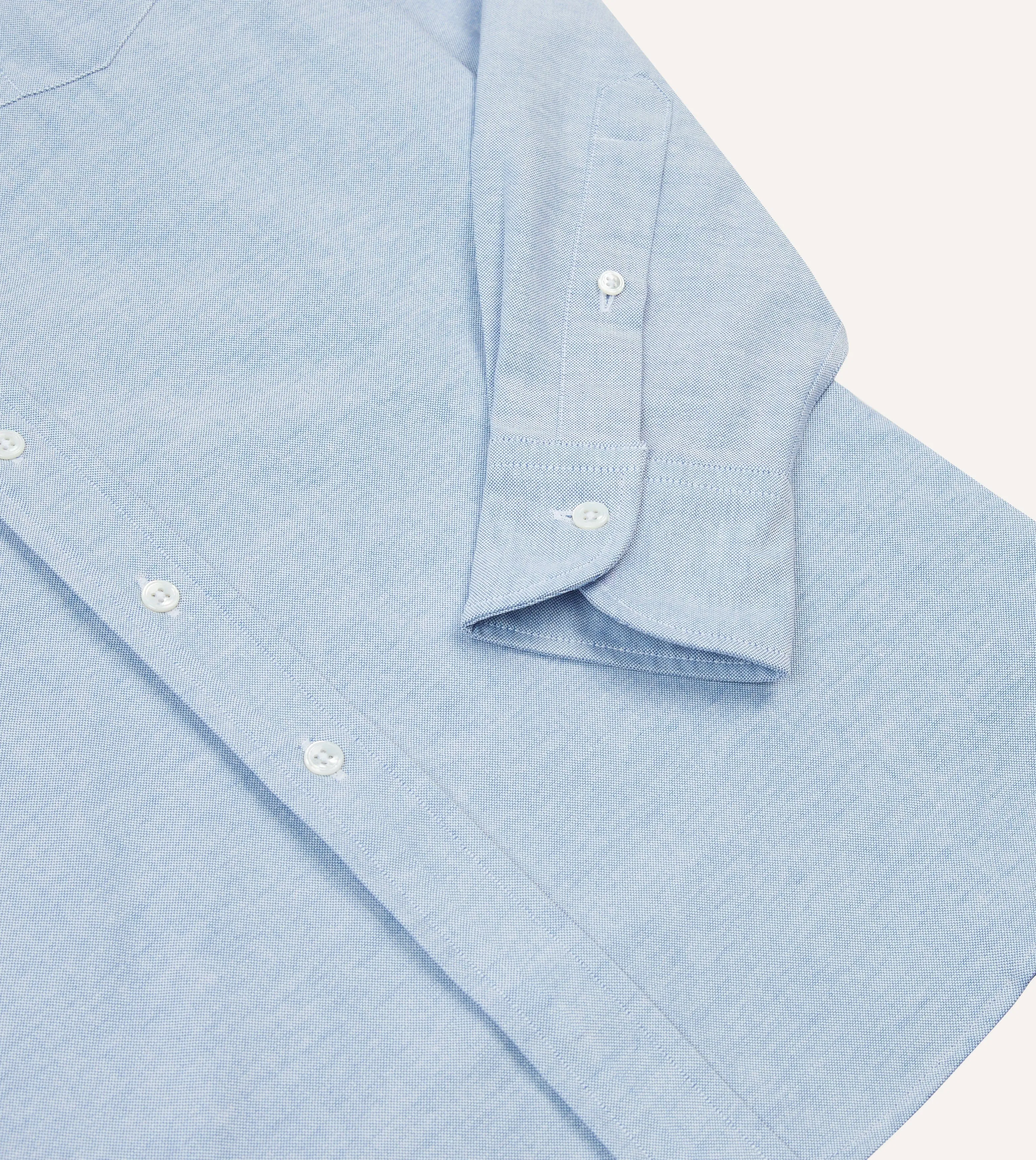 Classic Color Blue Cotton Oxford Cloth Long Point Collar Shirt