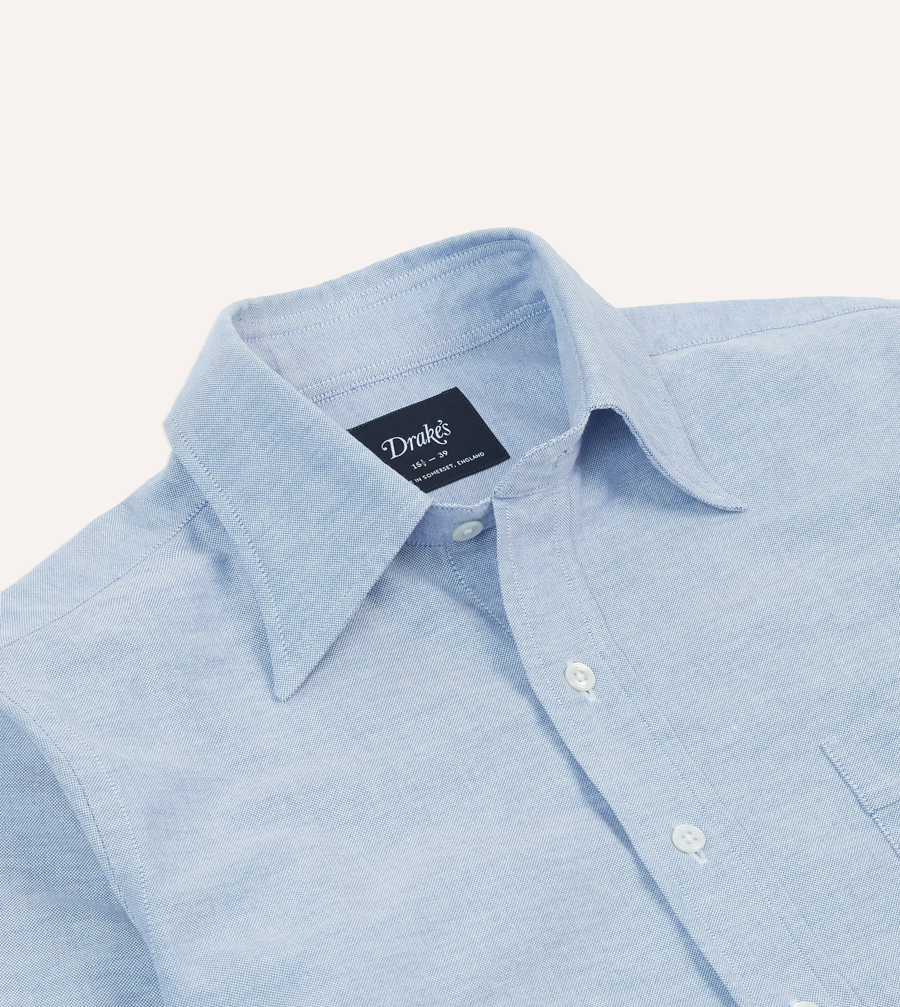 Soft Stretch Collar Blue Cotton Oxford Cloth Long Point Collar Shirt