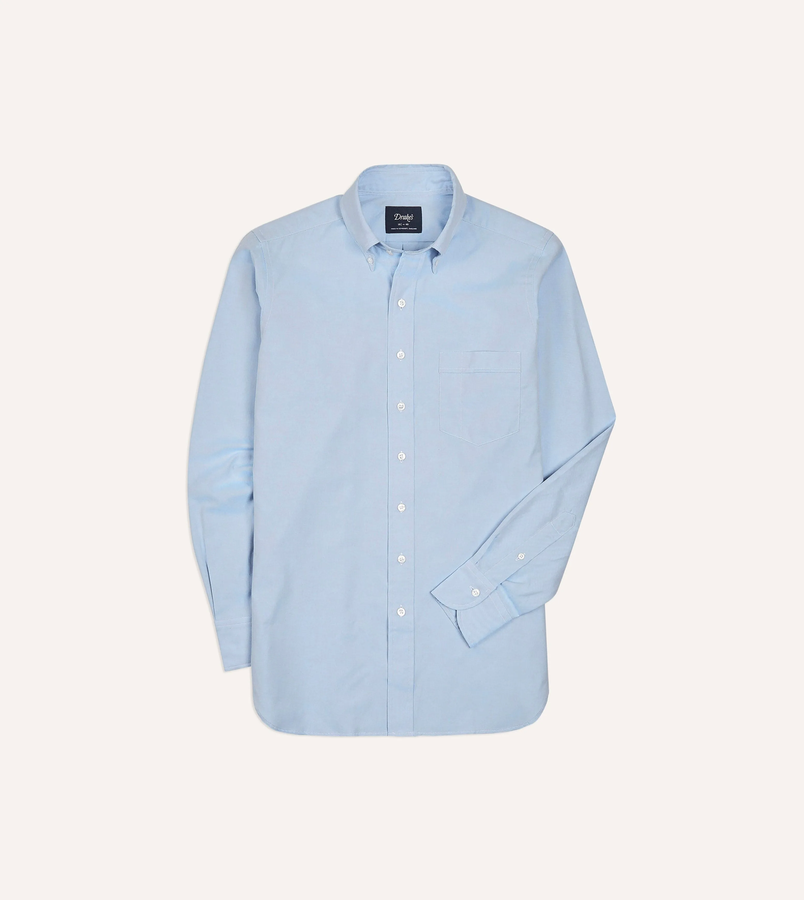 Trendy Look Fade Resistant Formula Blue Pinpoint Oxford Cotton Cloth Button-Down Shirt