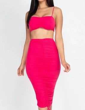Savage Tube Top And Midi Skirt Set In Fuchsia Casual Edge