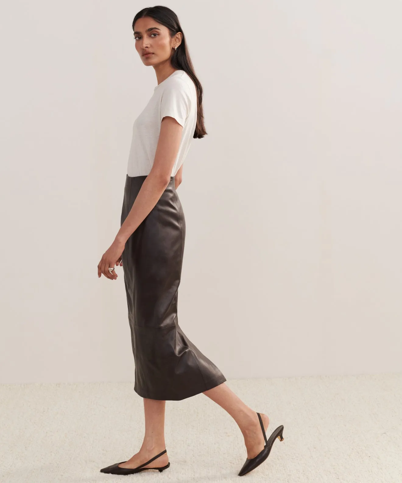Matte Texture Leather Sienna Skirt