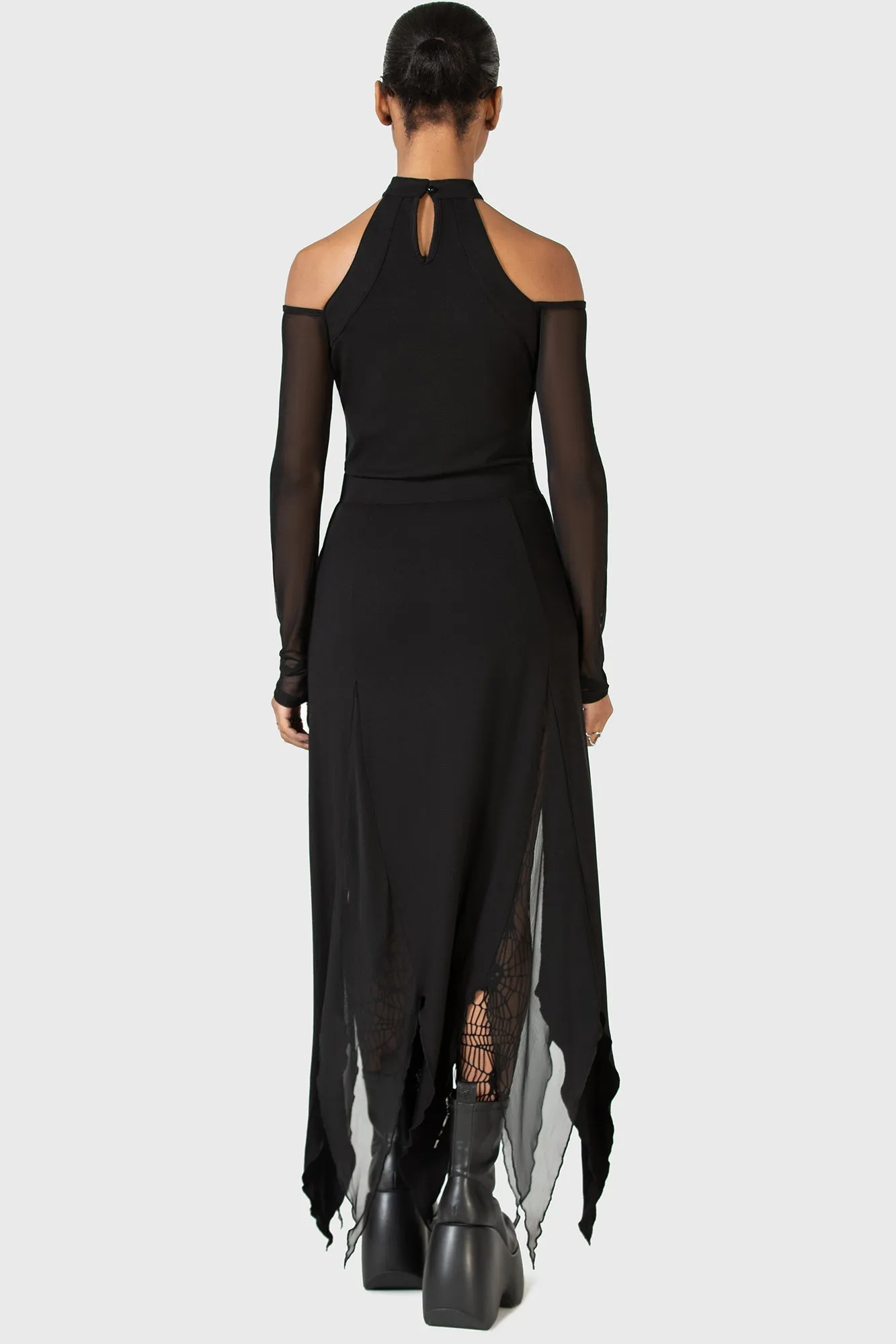 Frayed Finish Soft Outfit The Grimmer The Better Midi Skirt