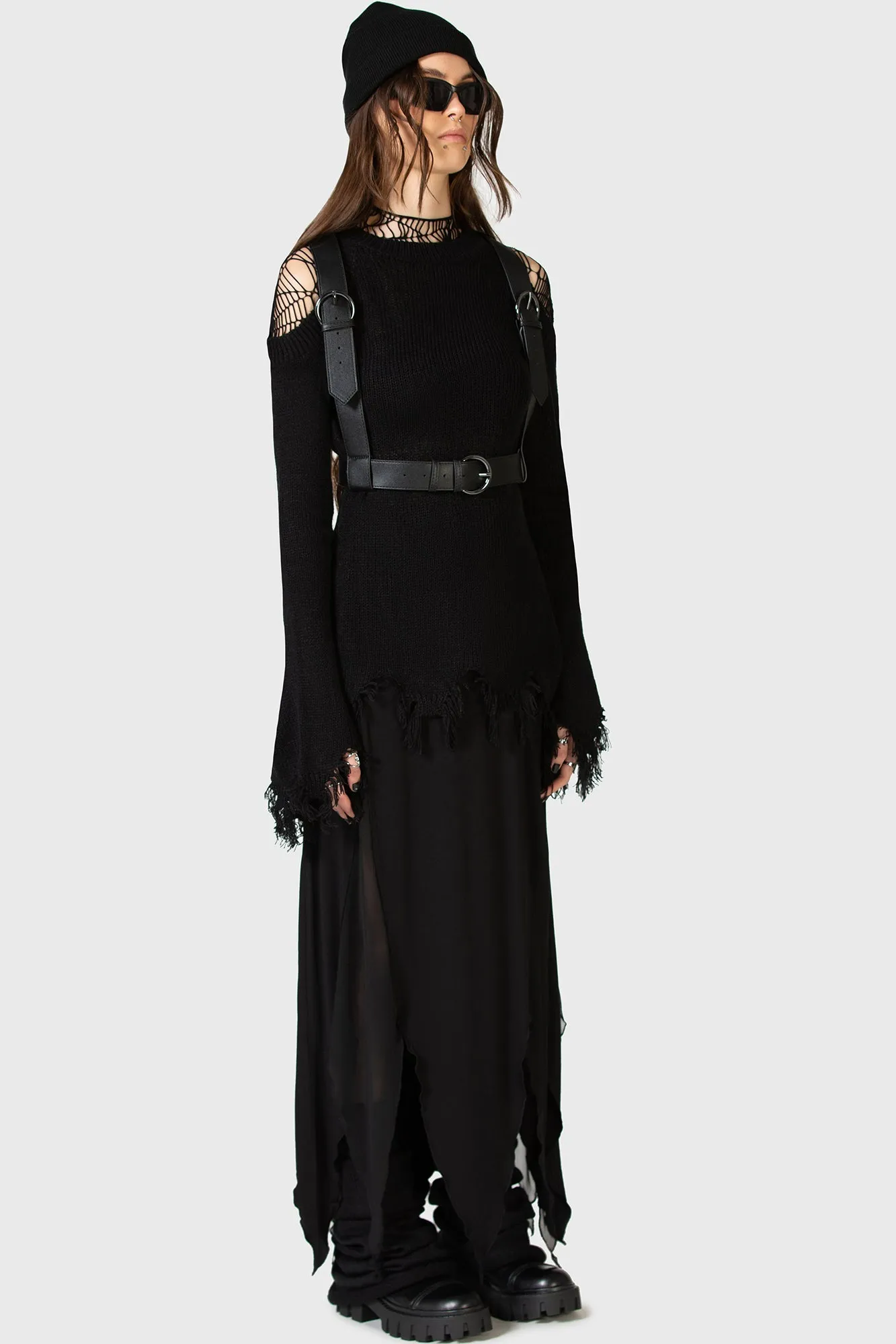 The Grimmer The Better Midi Skirt Cashmere Touch Striped Design