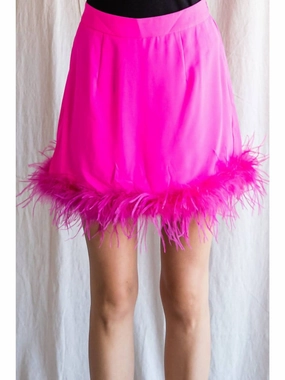 Feather Mini Skirt In Hot Pink Retro Style