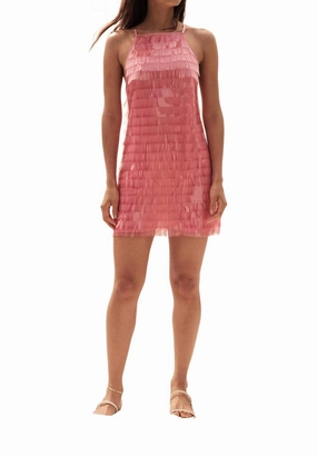 Modest Wear Photoshoot Ready Women's Nicki Sequin Mini Dress In Flamingo