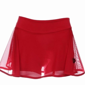 Women's Mesh Love O Tennis Skirt In Red Daily Essential Key Feature