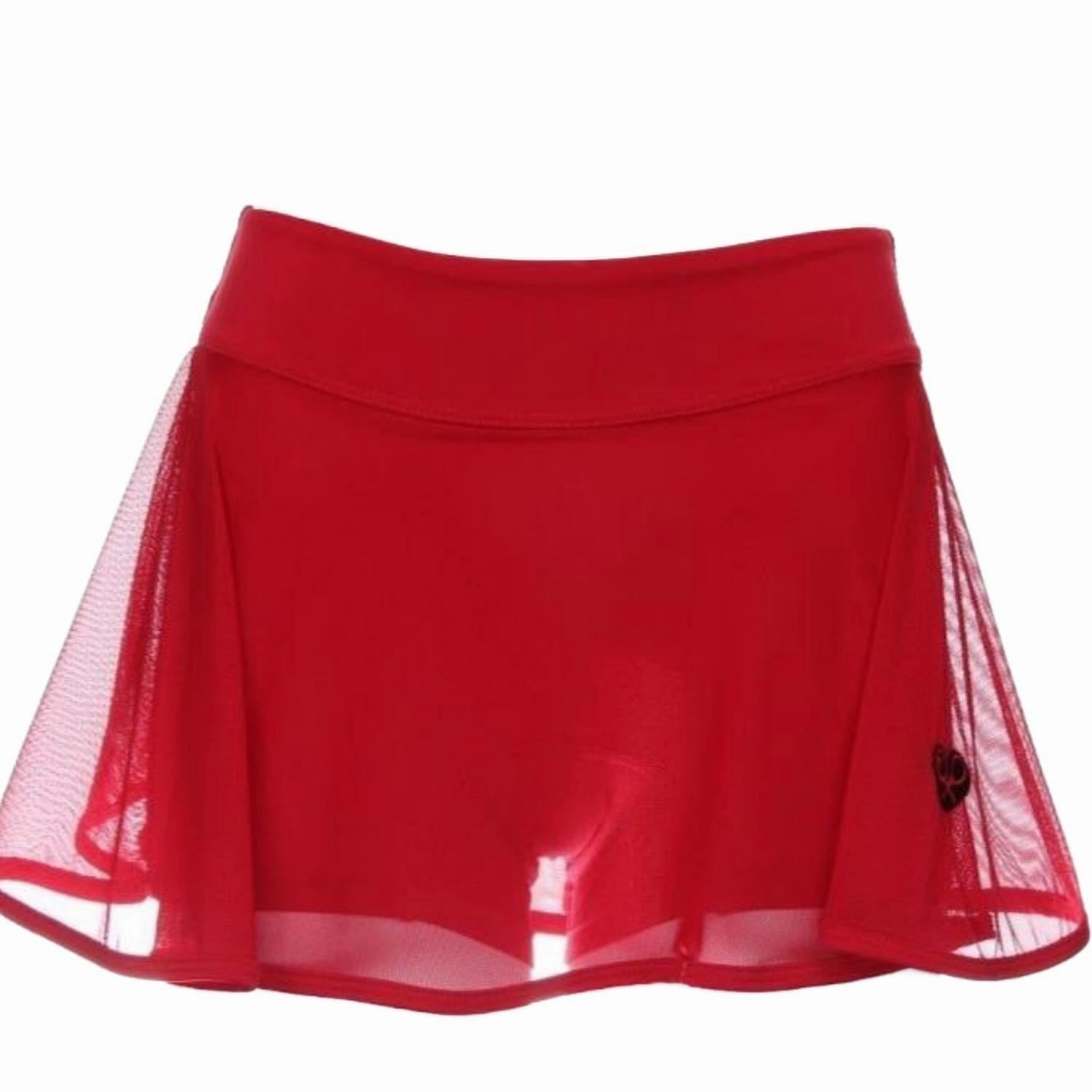 Women's Mesh Love O Tennis Skirt In Red Streetwear Look