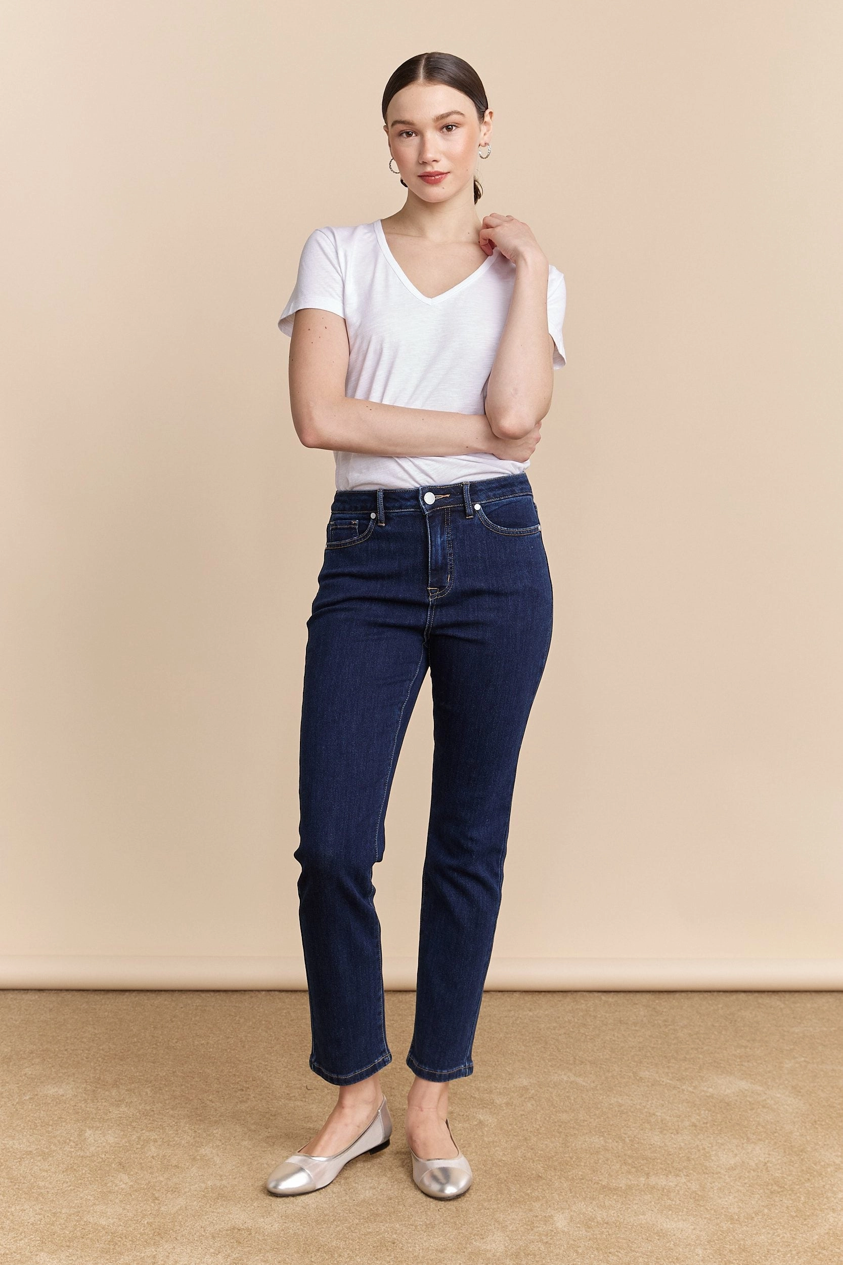High waist crop jean Anti Bacterial Treatment