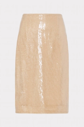 Adley Sequin Skirt In Gold Airy Feel Neat Fit