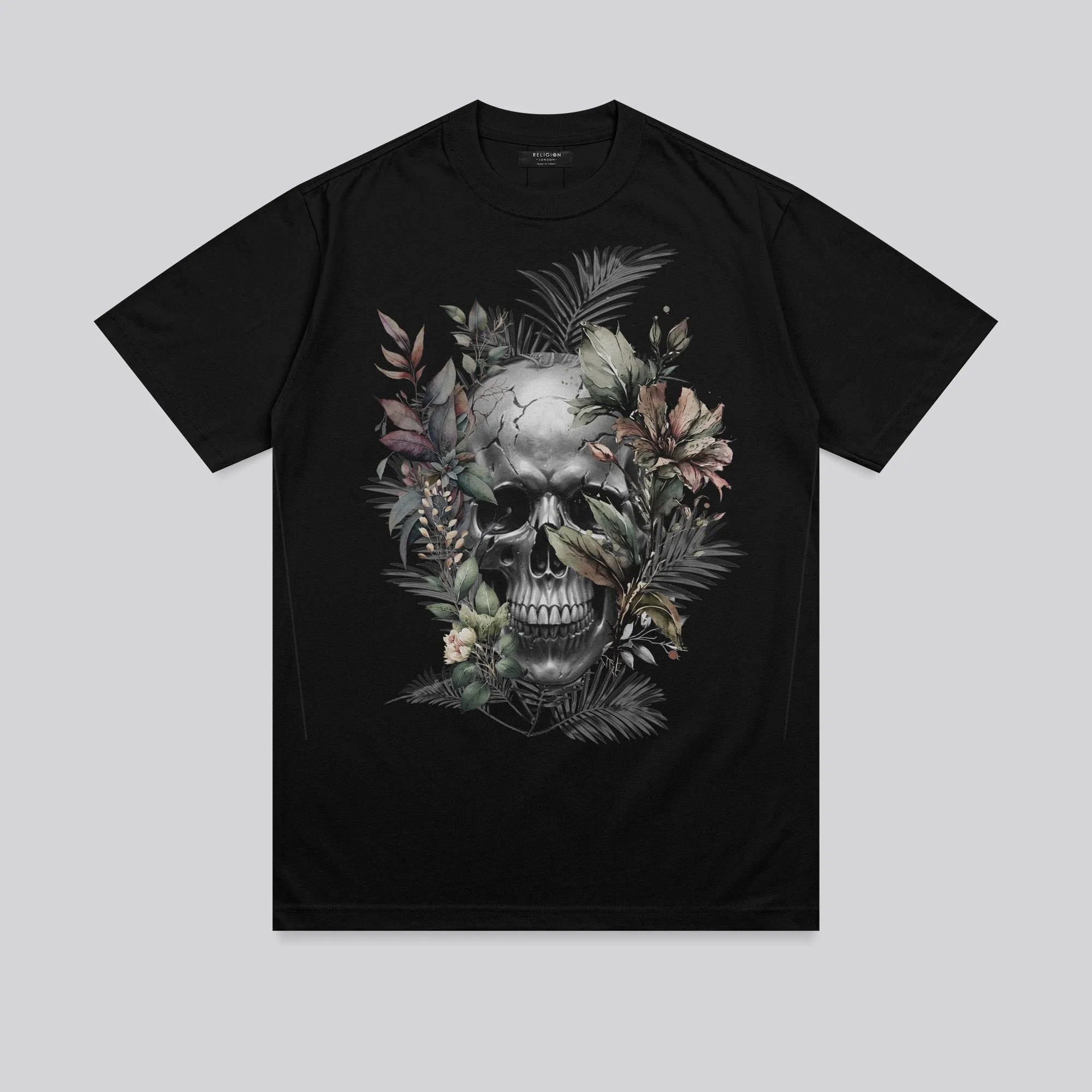 Bold Comfort BOTANICAL SKULL T-SHIRT BLACK