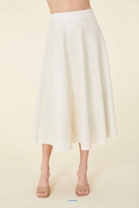 Vegan Leather Perforated Skirt In Creme Casual Moments