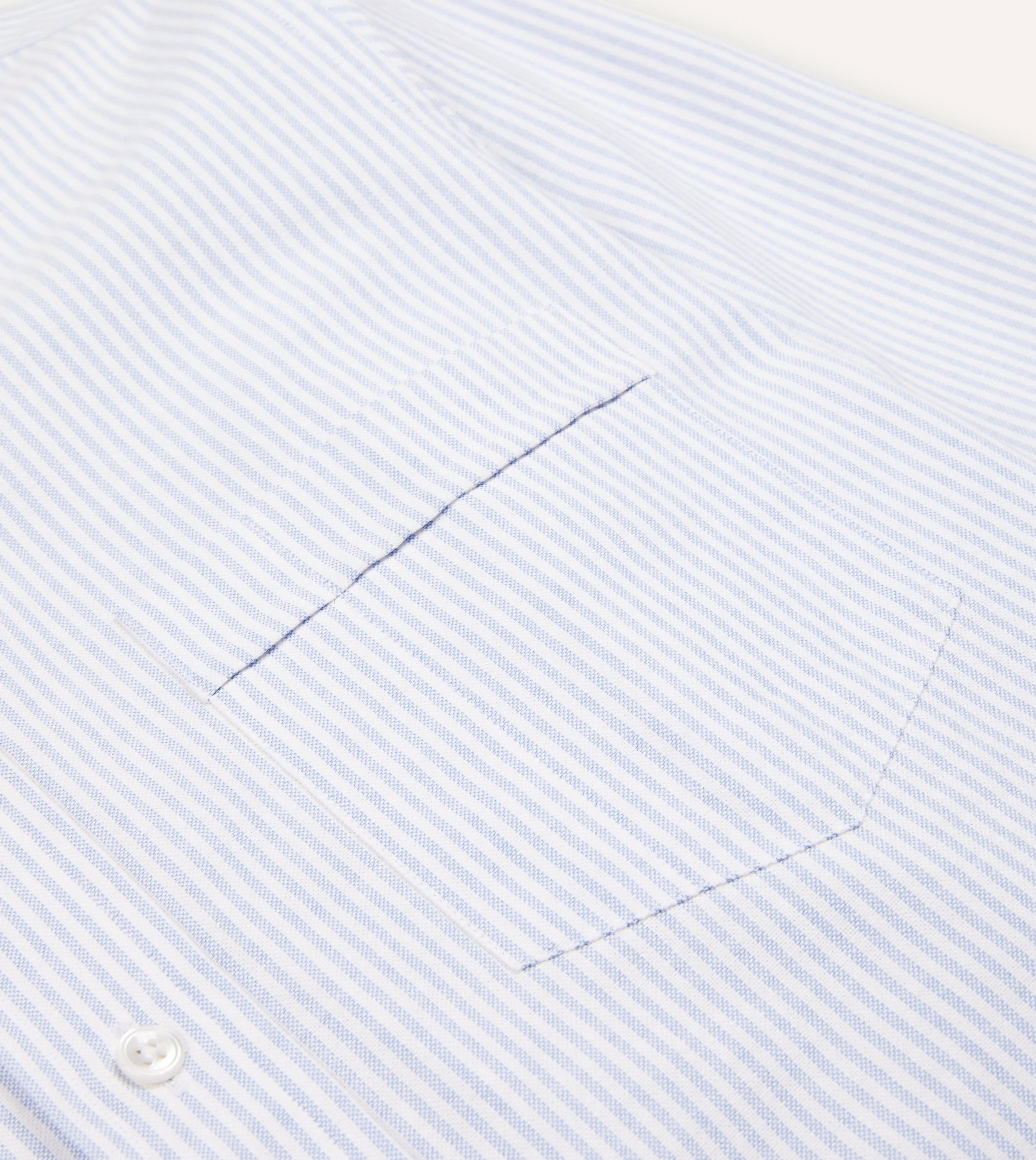 Pre Shrunk Cotton Blend Designer Touch Light Blue Ticking Stripe Cotton Oxford Cloth Button-Down Shirt