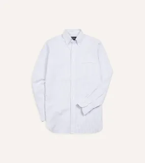 Anti Pilling Finish Vibrant Colors Light Blue Ticking Stripe Cotton Oxford Cloth Button-Down Shirt