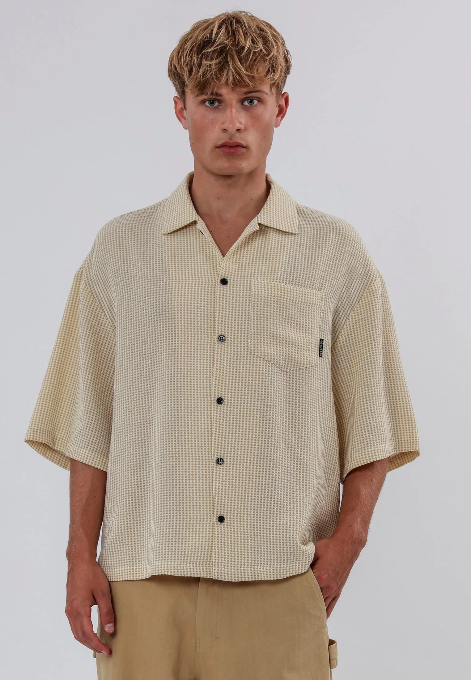 BRAILLE SHIRT OFF WHITE & SOFT KHAKI Edgy Fashion