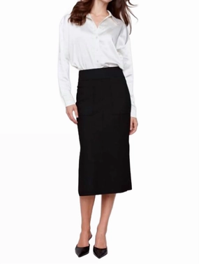 Corduroy texture Brave Crepe Midi Skirt In Noir/black 001