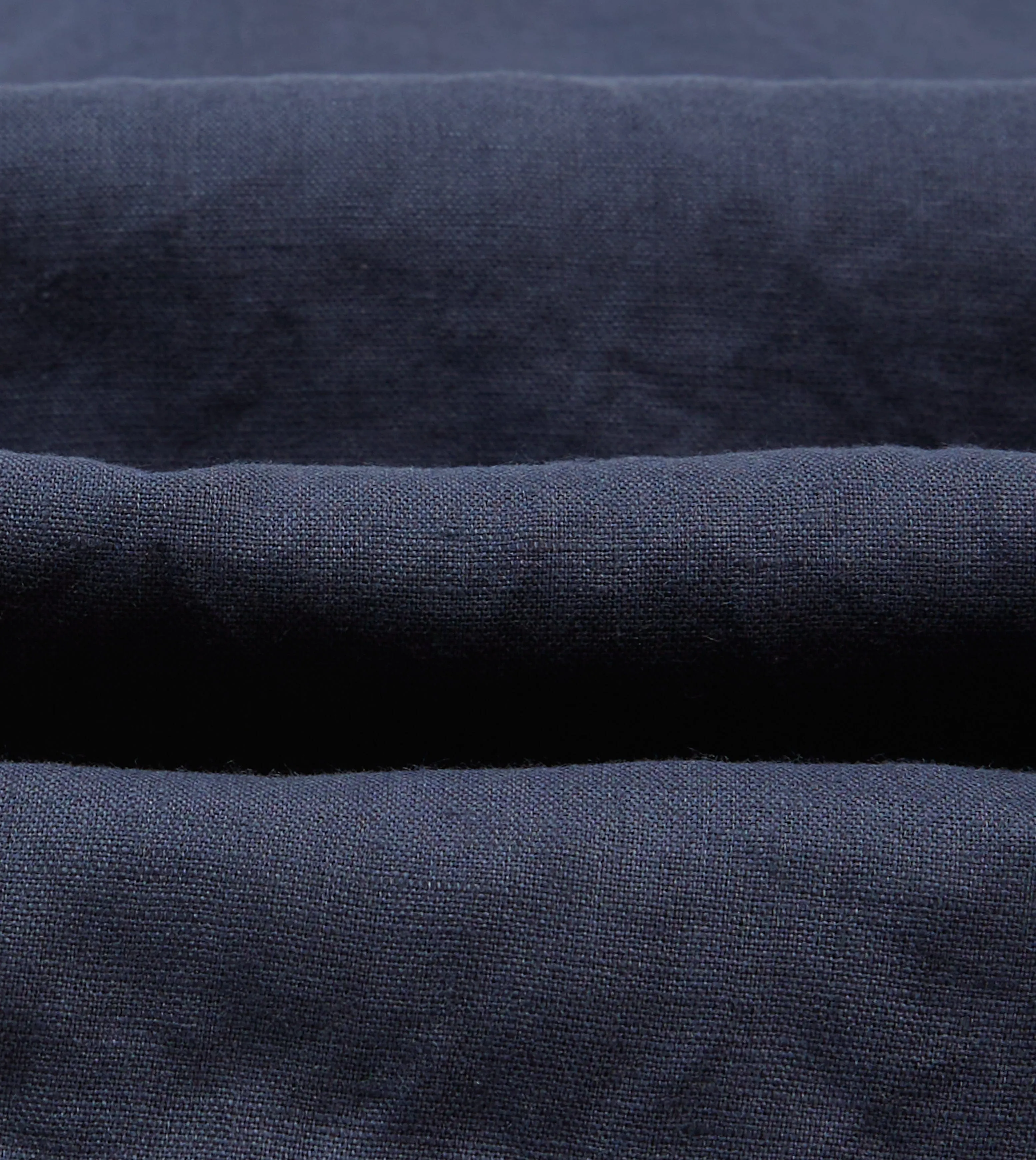Winter Essentials Navy Linen Mandarin Collar Popover Shirt