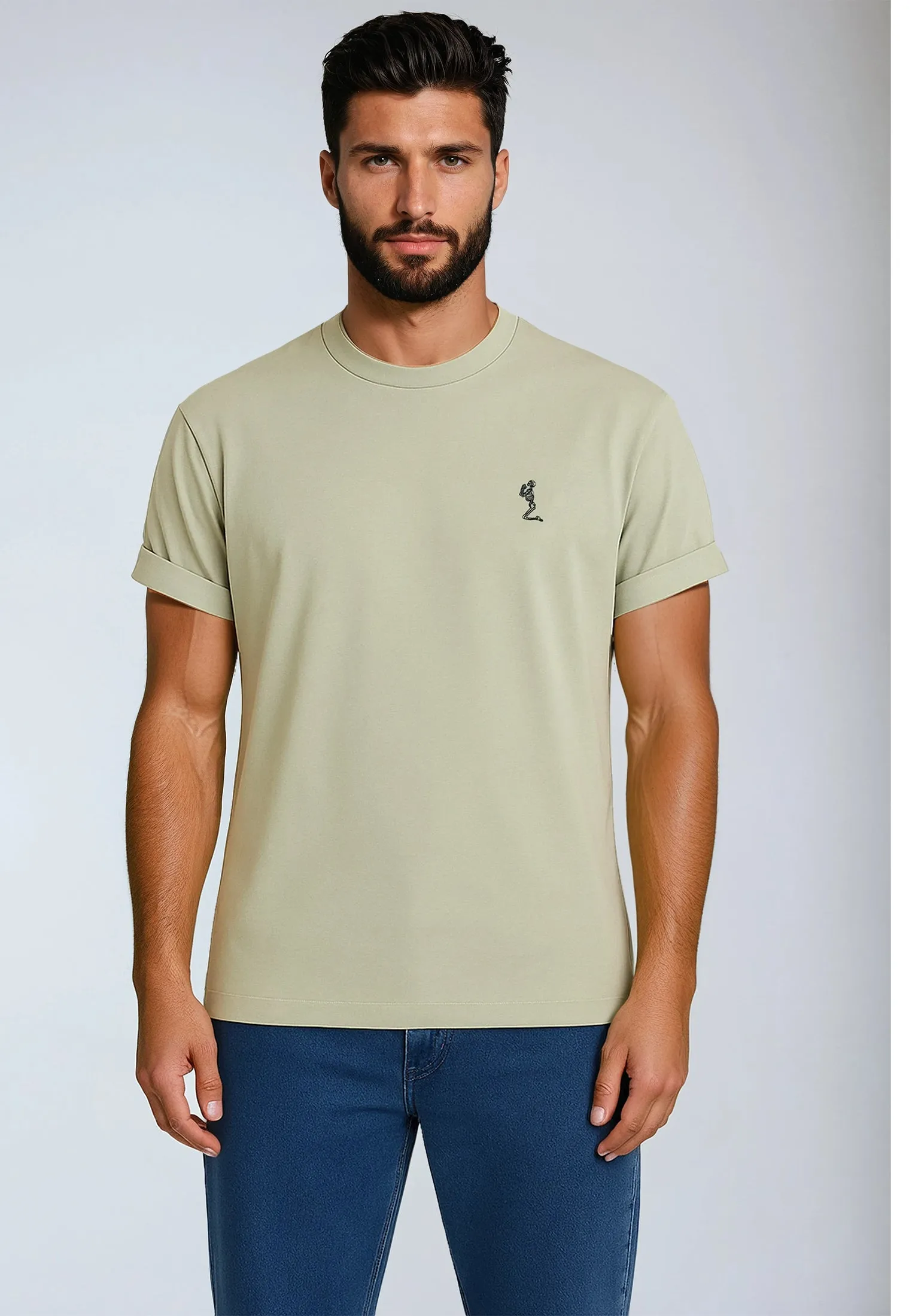 ESSENTIAL ROLLED CUFF T-SHIRT SOFT KHAKI Weekend Comfort Style