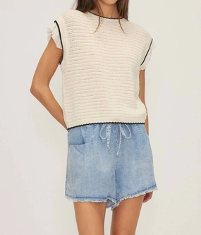 Knitted Fashion Cozy Fabric Mali Sweater Top In Cream