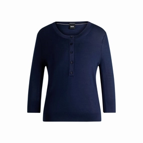 Comfortable Look Henley-neck sweater in Merino wool