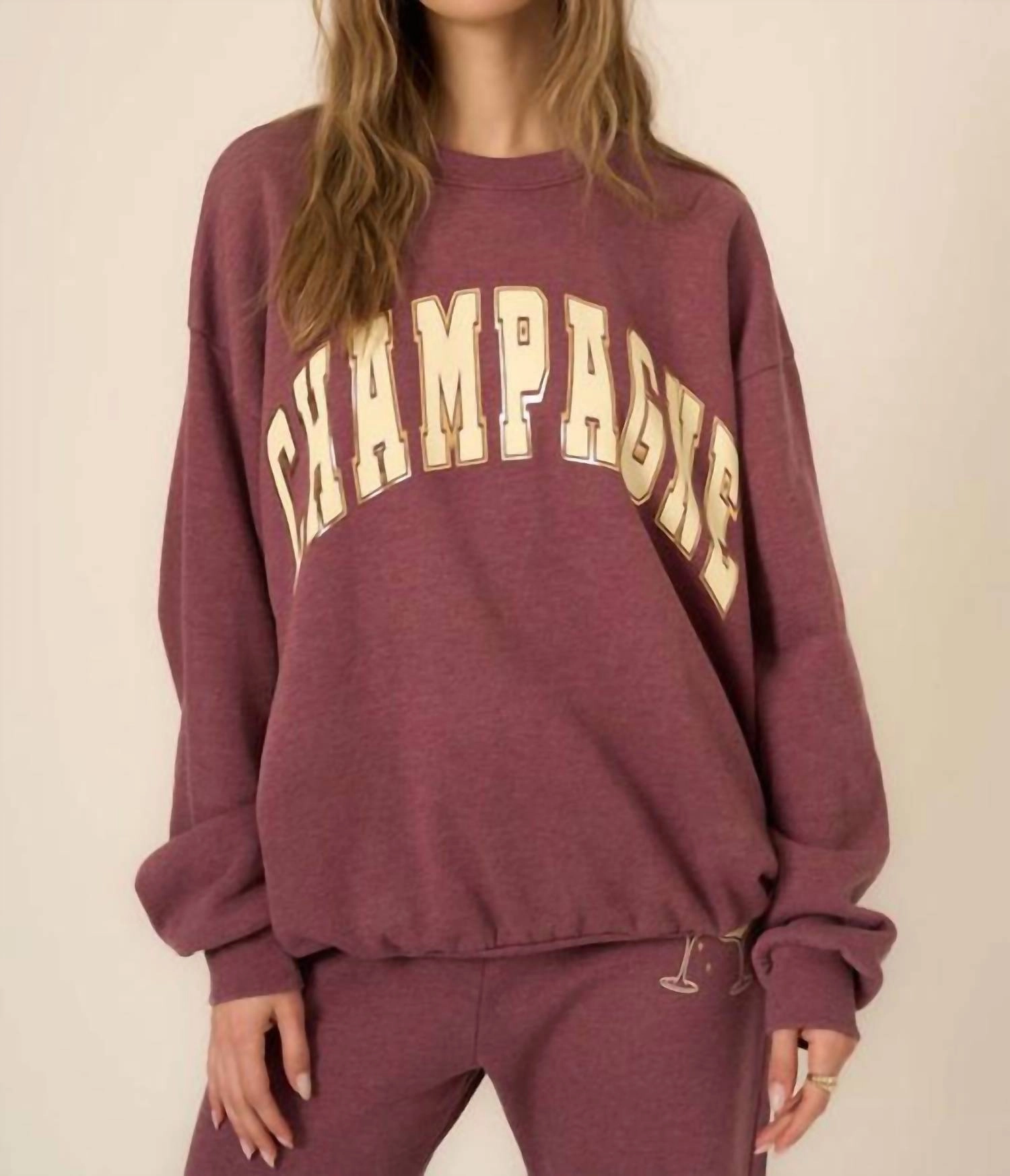 Champagne Foil Sweatshirt In Merry Merlot Comfort First
