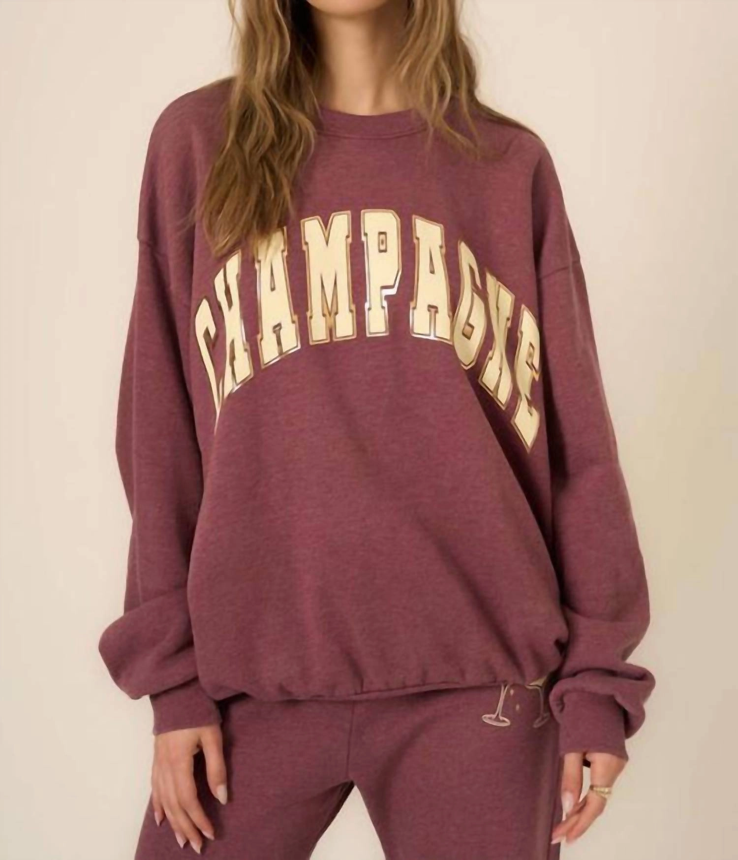 Champagne Foil Sweatshirt In Merry Merlot Winter Perfection Soft Fabric Look