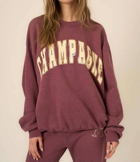 Champagne Foil Sweatshirt In Merry Merlot Winter Perfection Soft Fabric Look