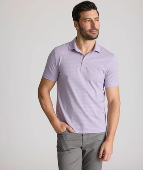 Reinforced Collar Stay Striped Jersey Performance Polo