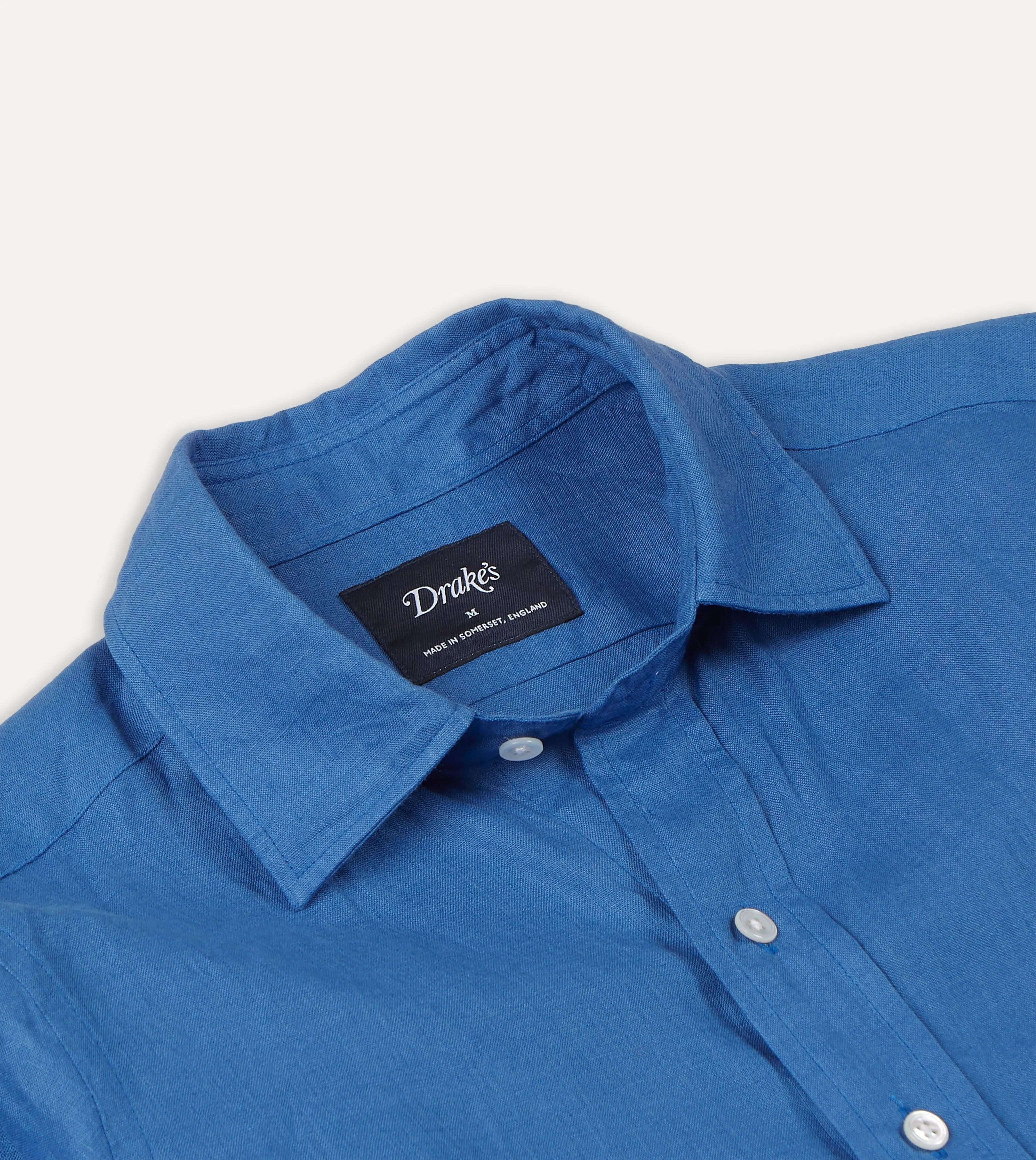 Mesh Insert Fashion staples Bright Navy Linen Spread Collar Shirt