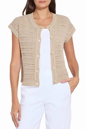 Brisa Mesh Sleeveless Cardigan In Linen Essential Comfort Basic Layering