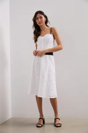 Matching Belt Beach Day Broderie anglaise skirt with elastic waist